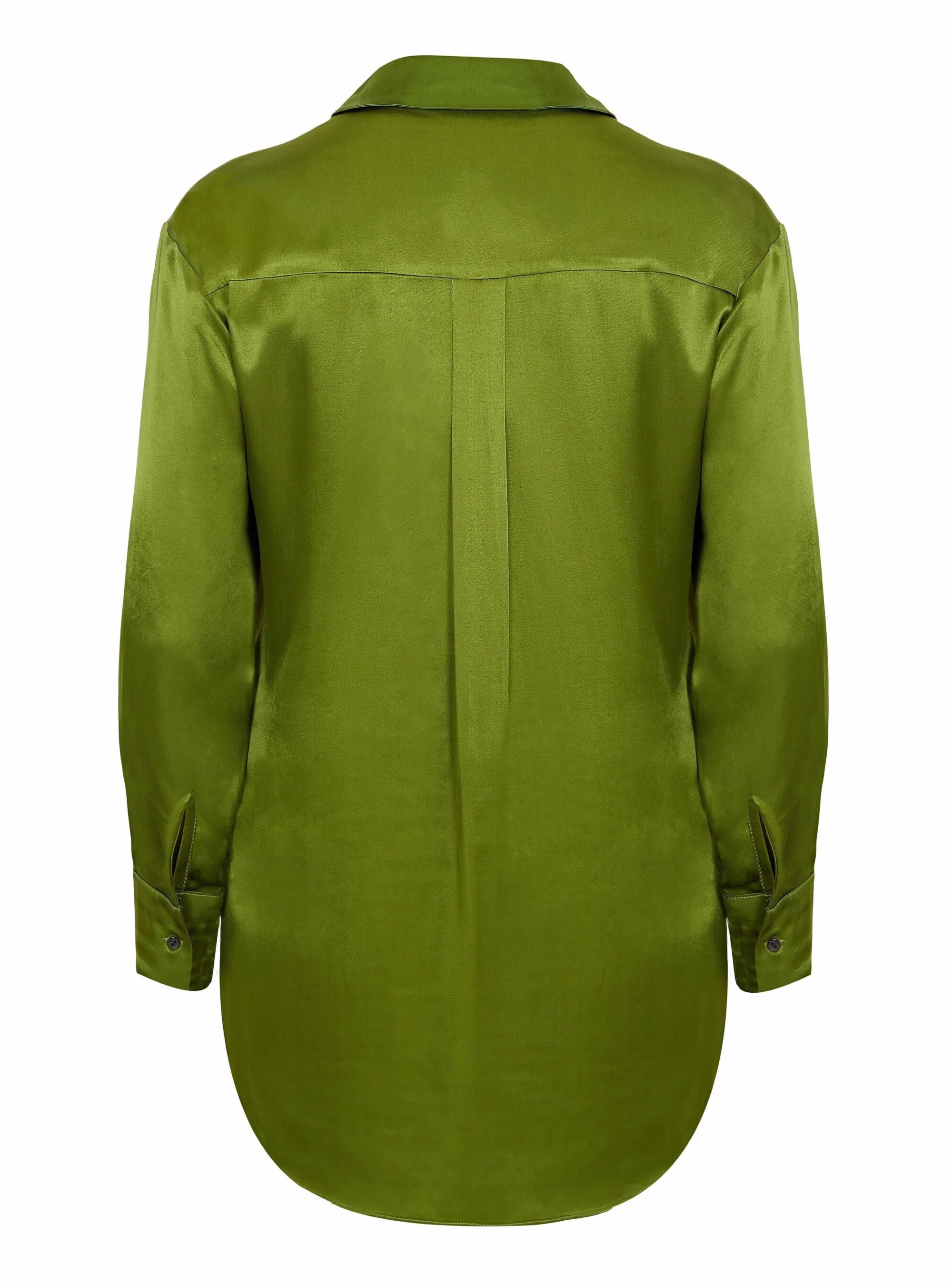 Alligator Green Viscose Satin Shirt - Image 2