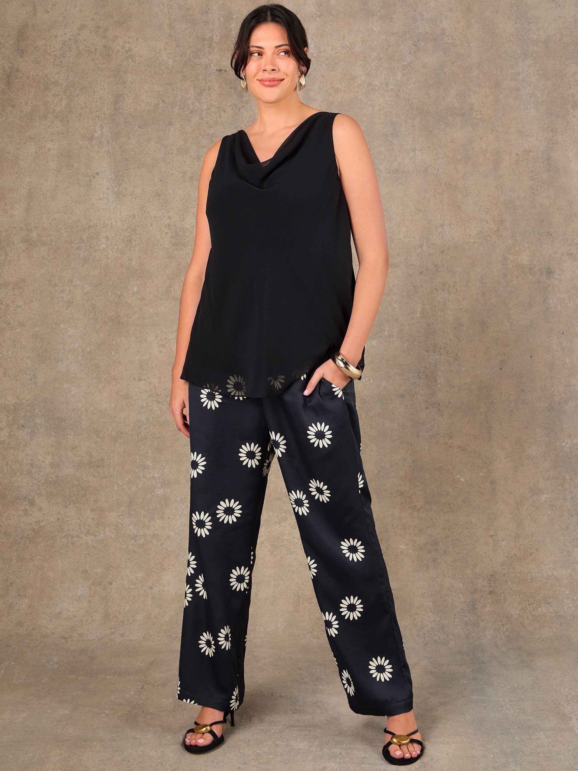 Black Cowl Neck Chiffon Overlay Vest - Image 5