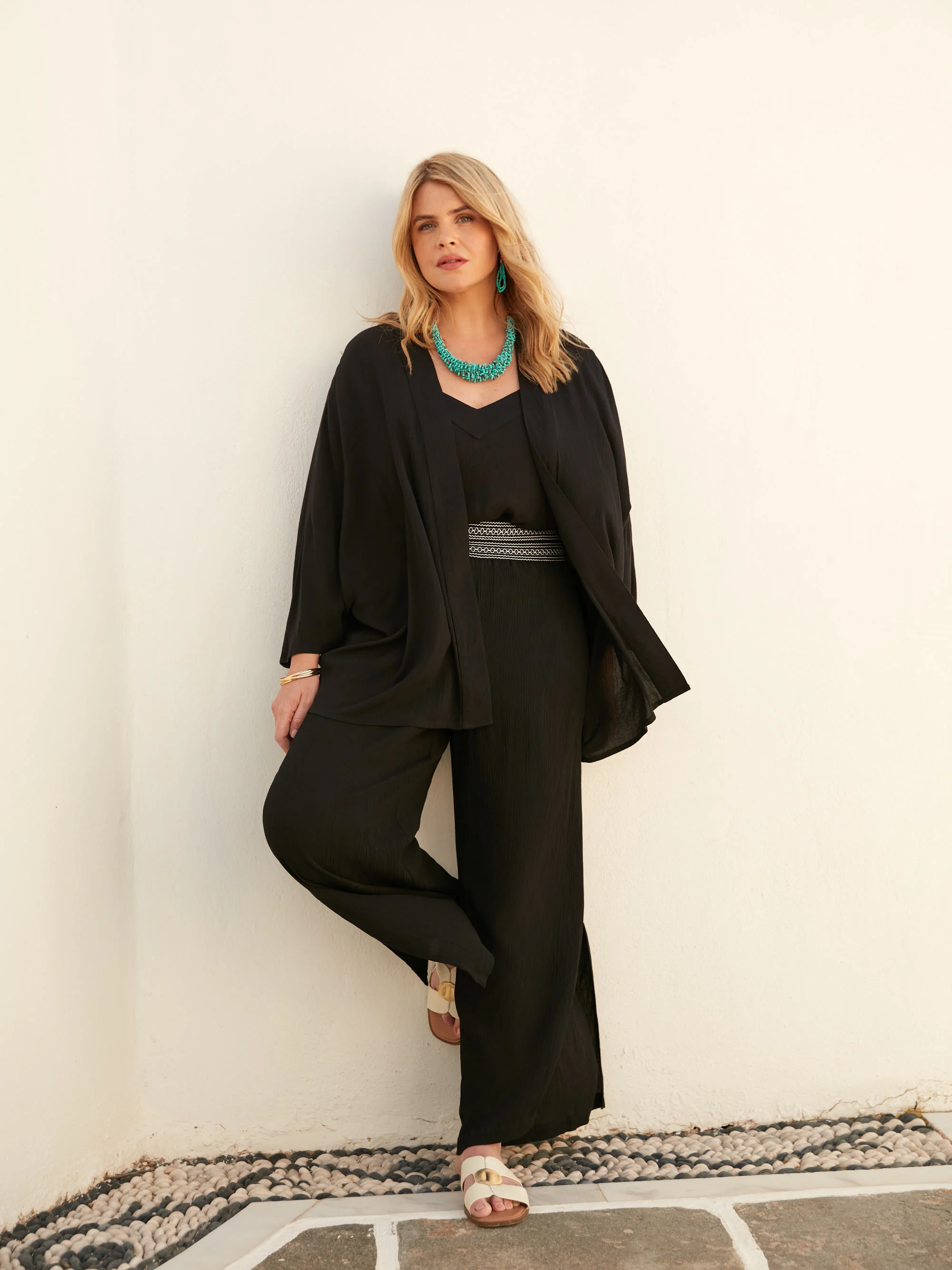 Black Crinkle Kimono