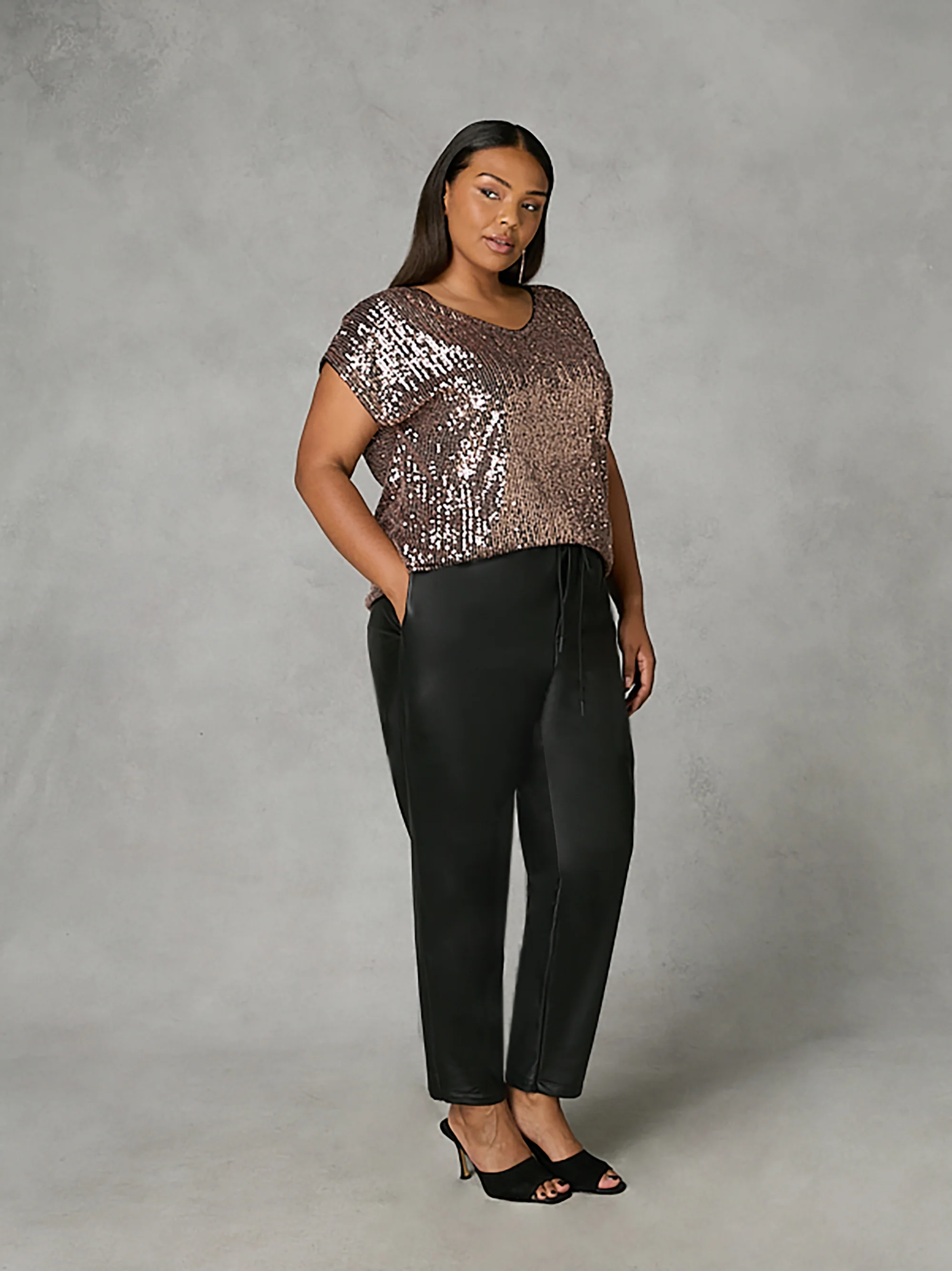 Black Faux Leather Joggers - Image 2