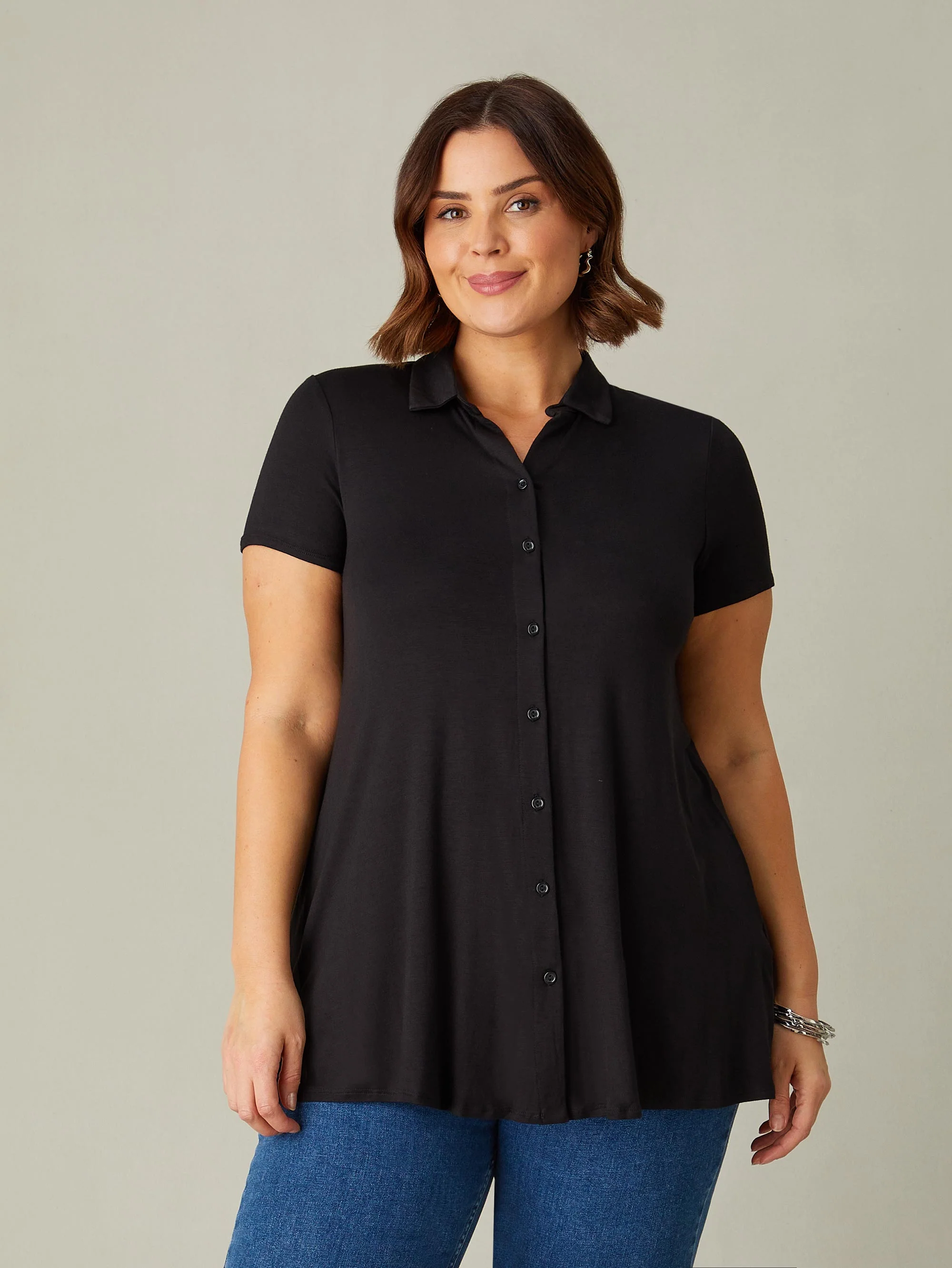 Black Jersey Relaxed Shirt
