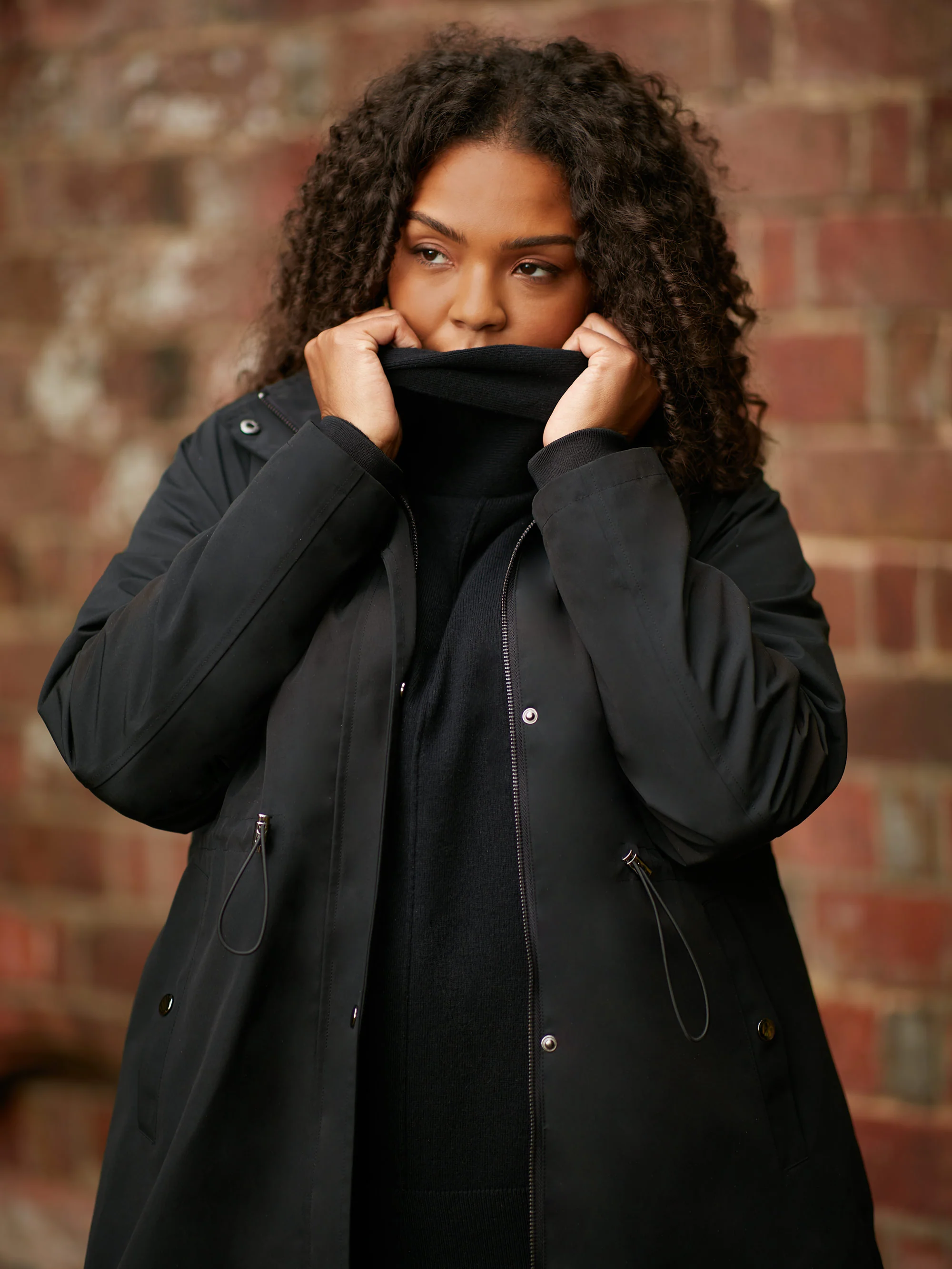 Black Roll Neck Longline Jumper