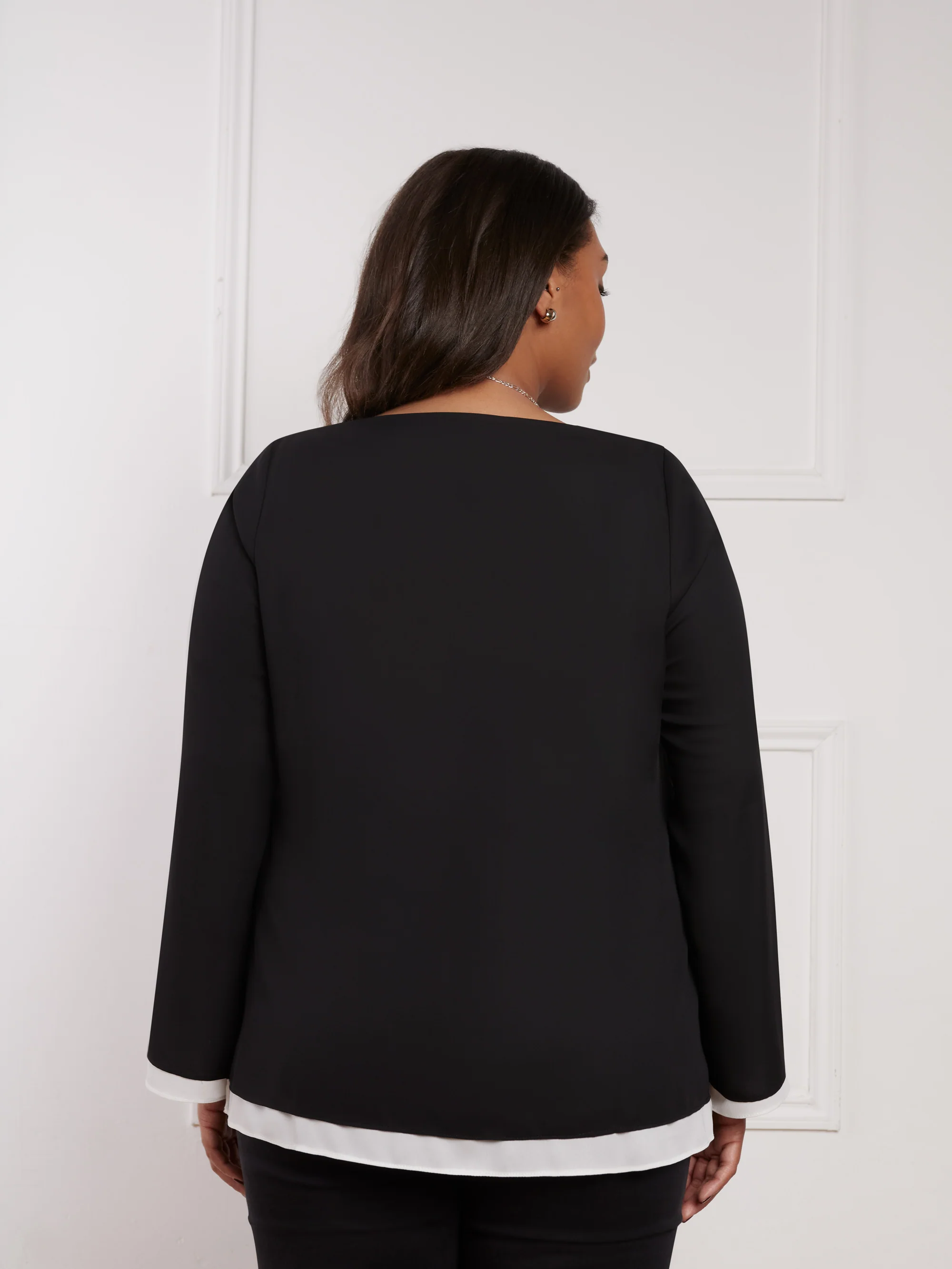 Black Layered Long Sleeve Top - Image 3