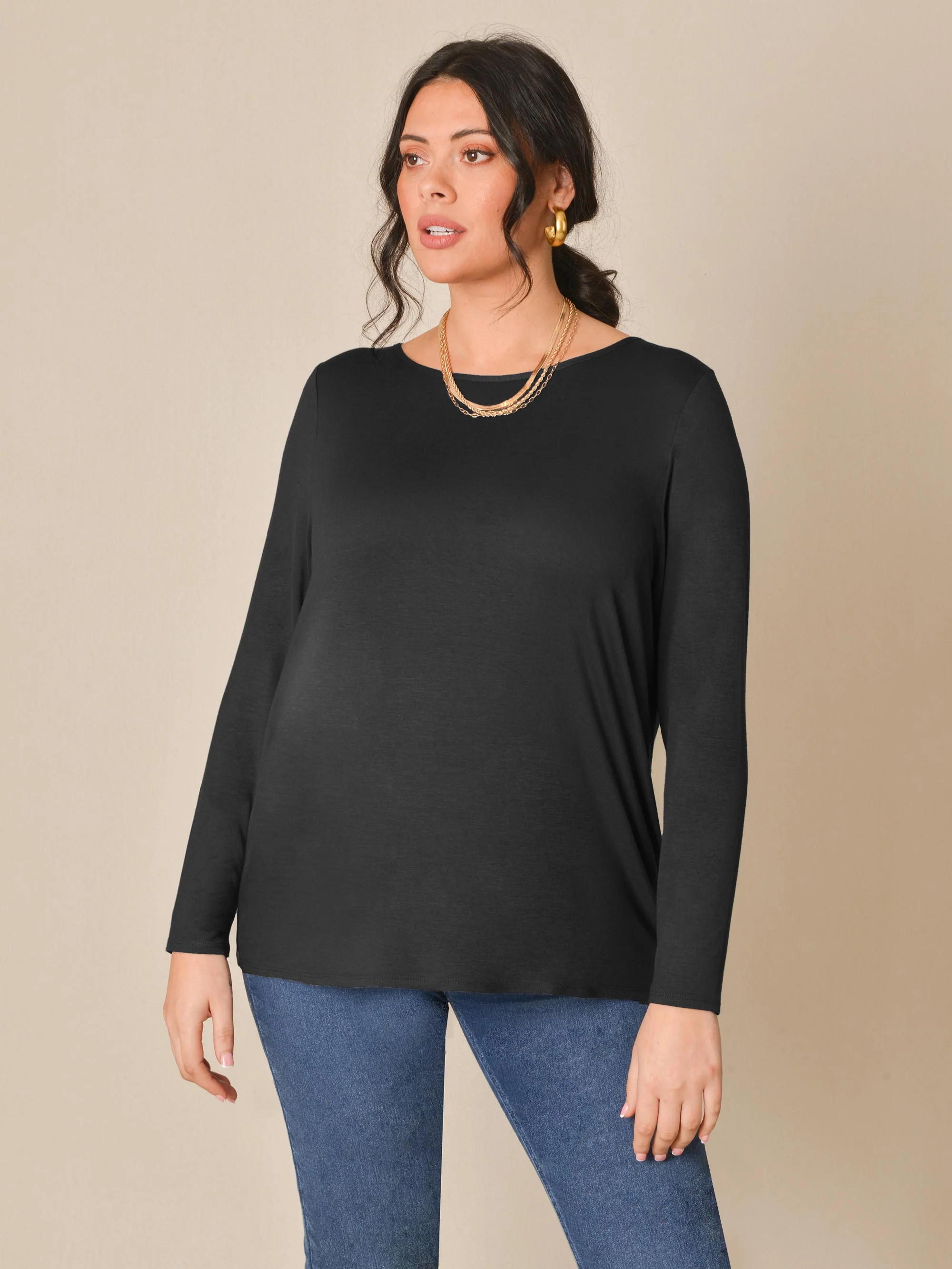 Black Long Sleeve Jersey T Shirt