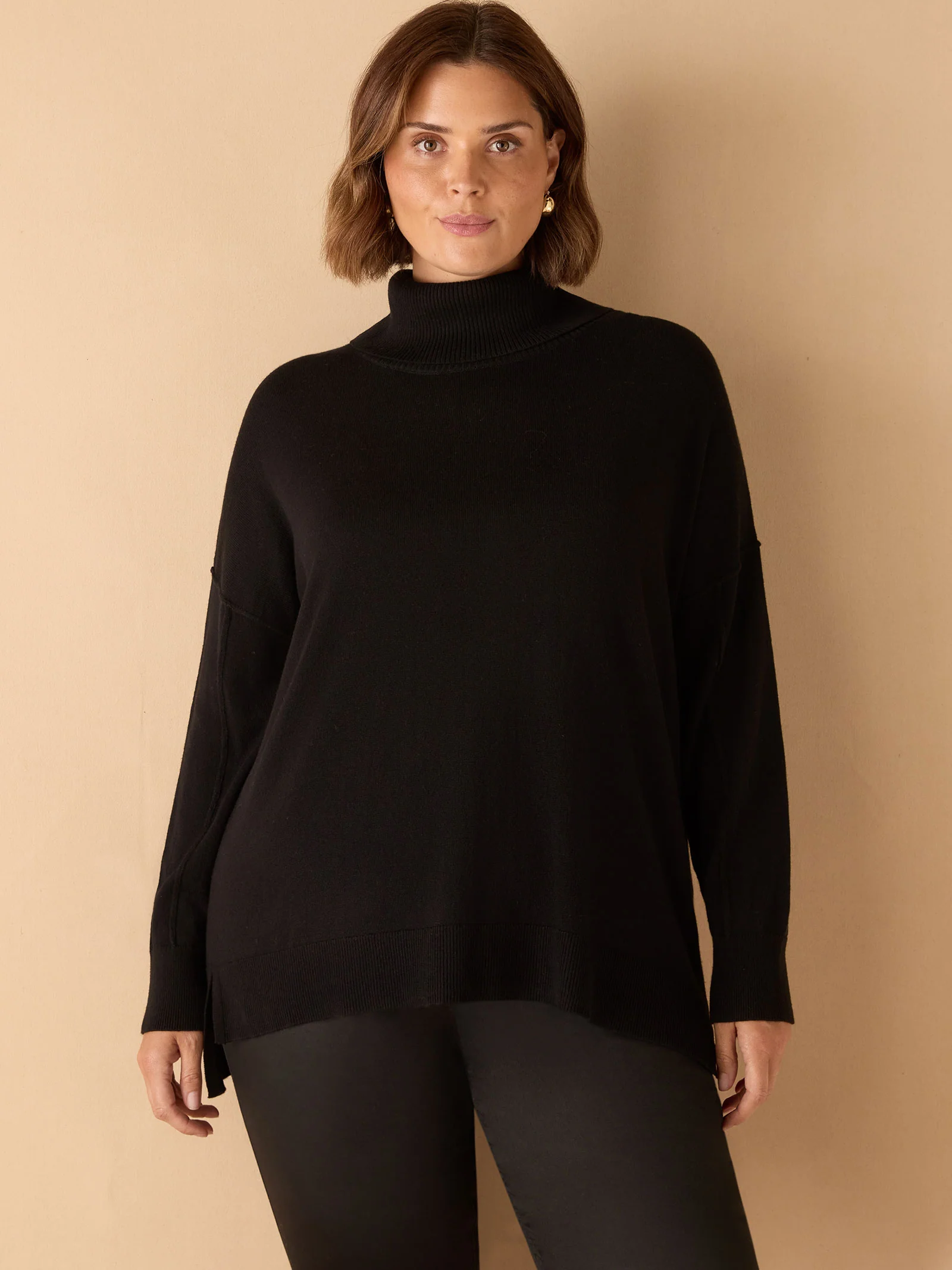Black Roll Neck Knit Jumper - Image 2