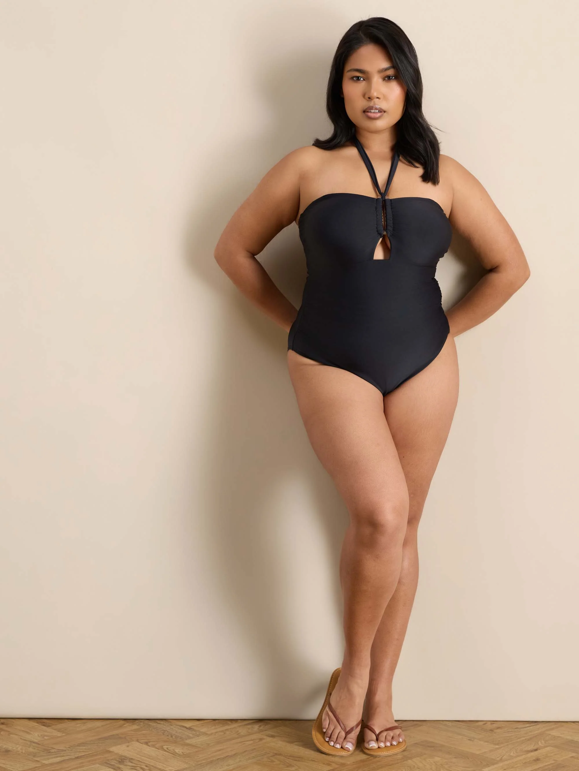 Black Tie Neck Swimsuit