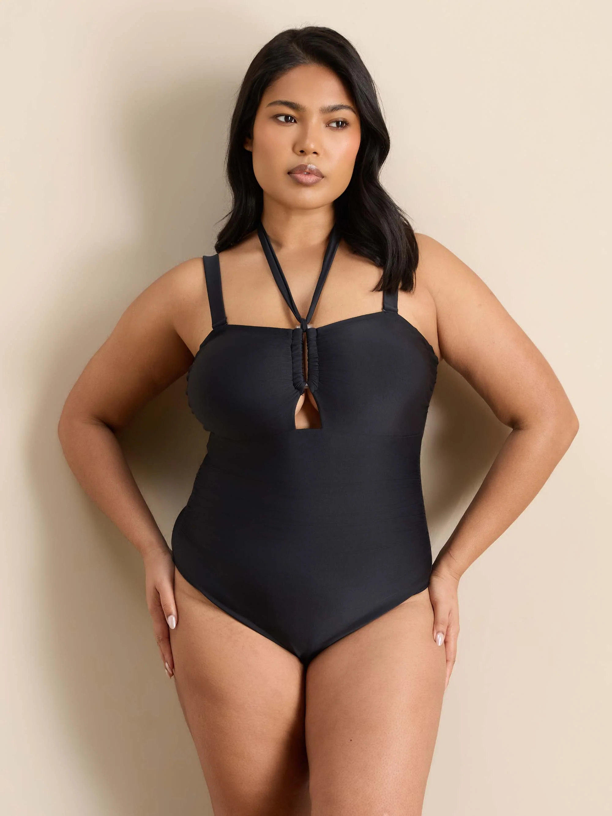 Black Tie Neck Swimsuit - Image 3