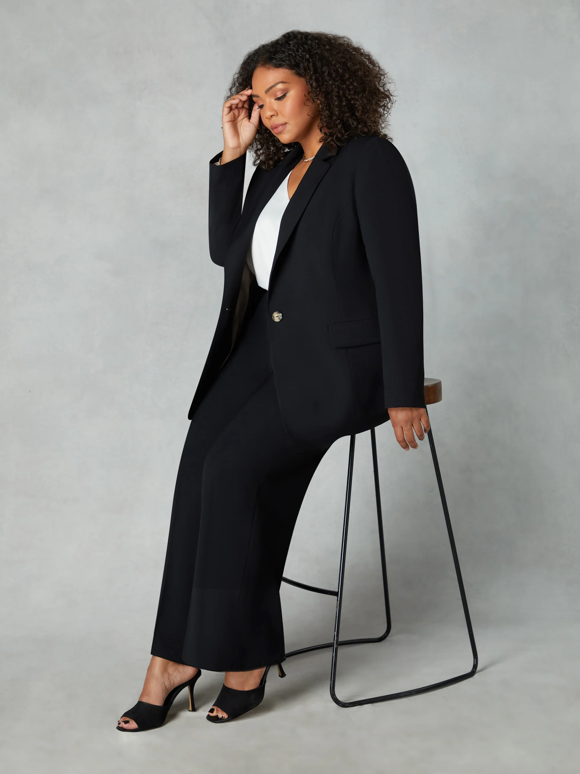 Black Wide Leg Trousers - Image 2