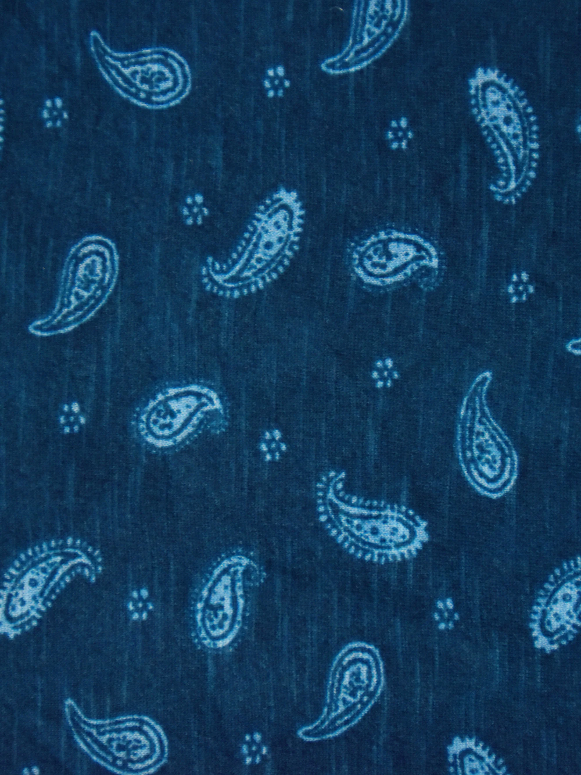 Blue Paisley Cotton Slub Round Neck T-Shirt - Image 6