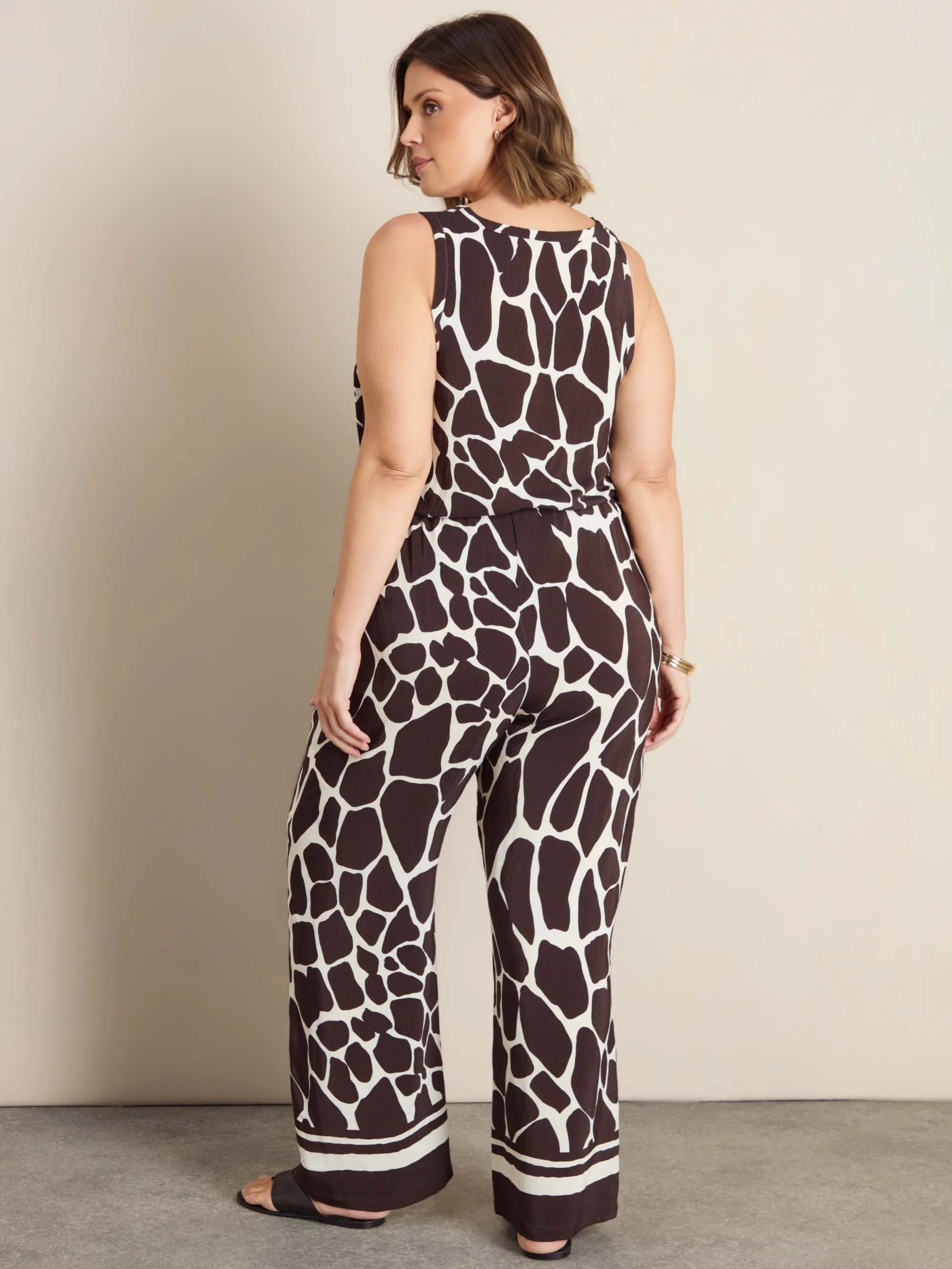 Brown Animal Print Scoop Neck Vest - Image 4