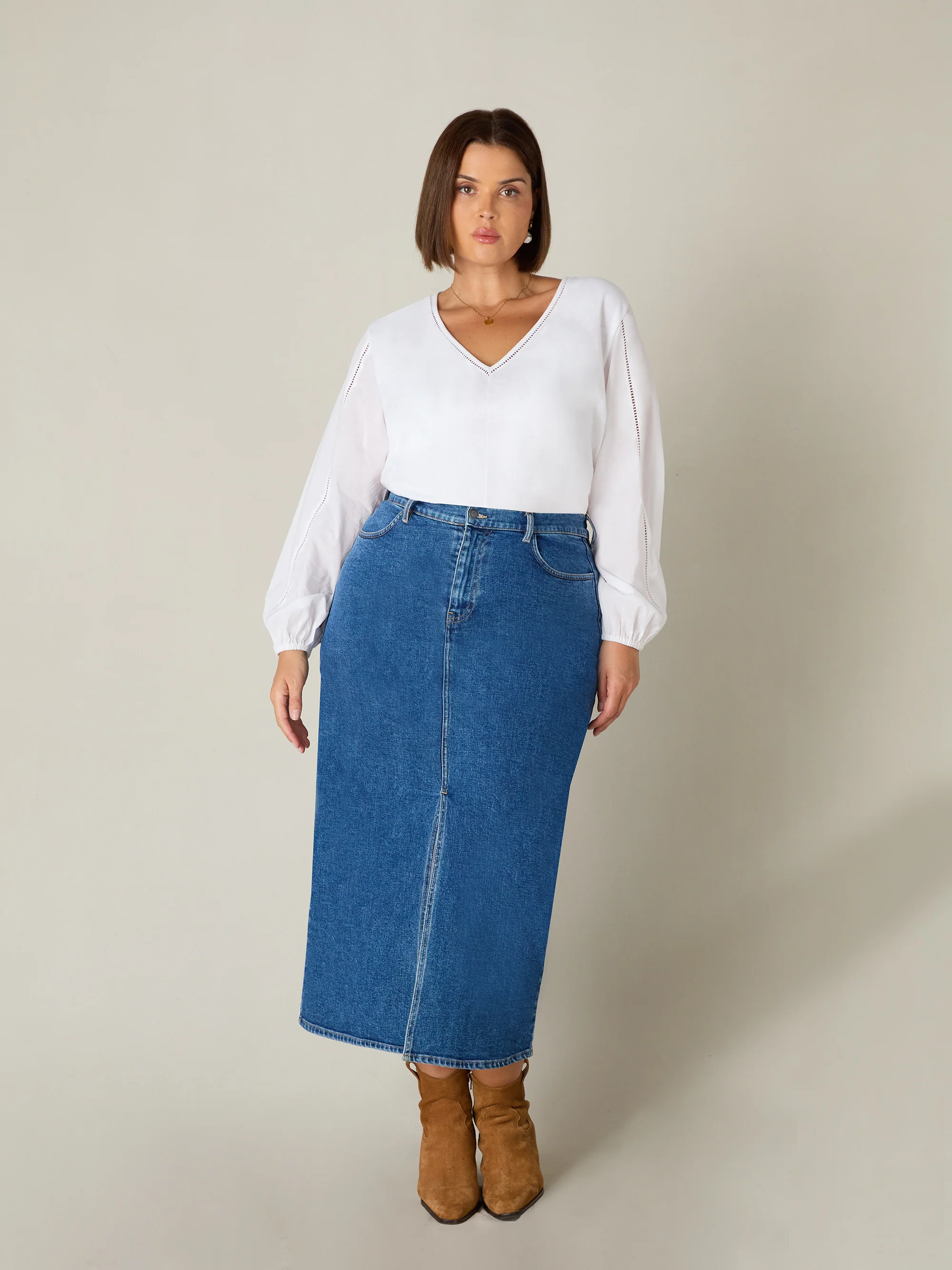 Denim Midi Skirt - Image 2