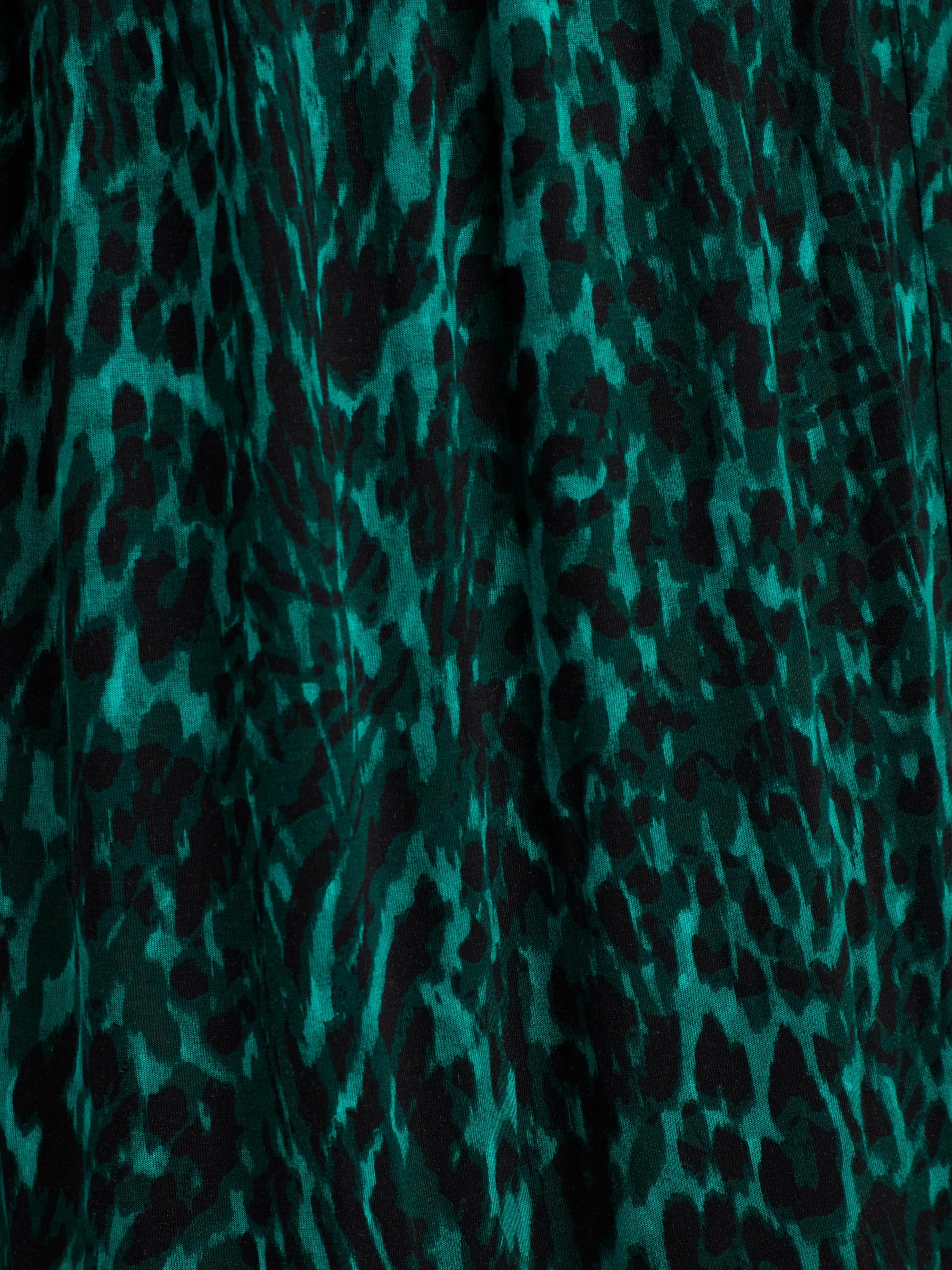 Green Leopard Jersey Nehru Collar Midi Dress - Image 6