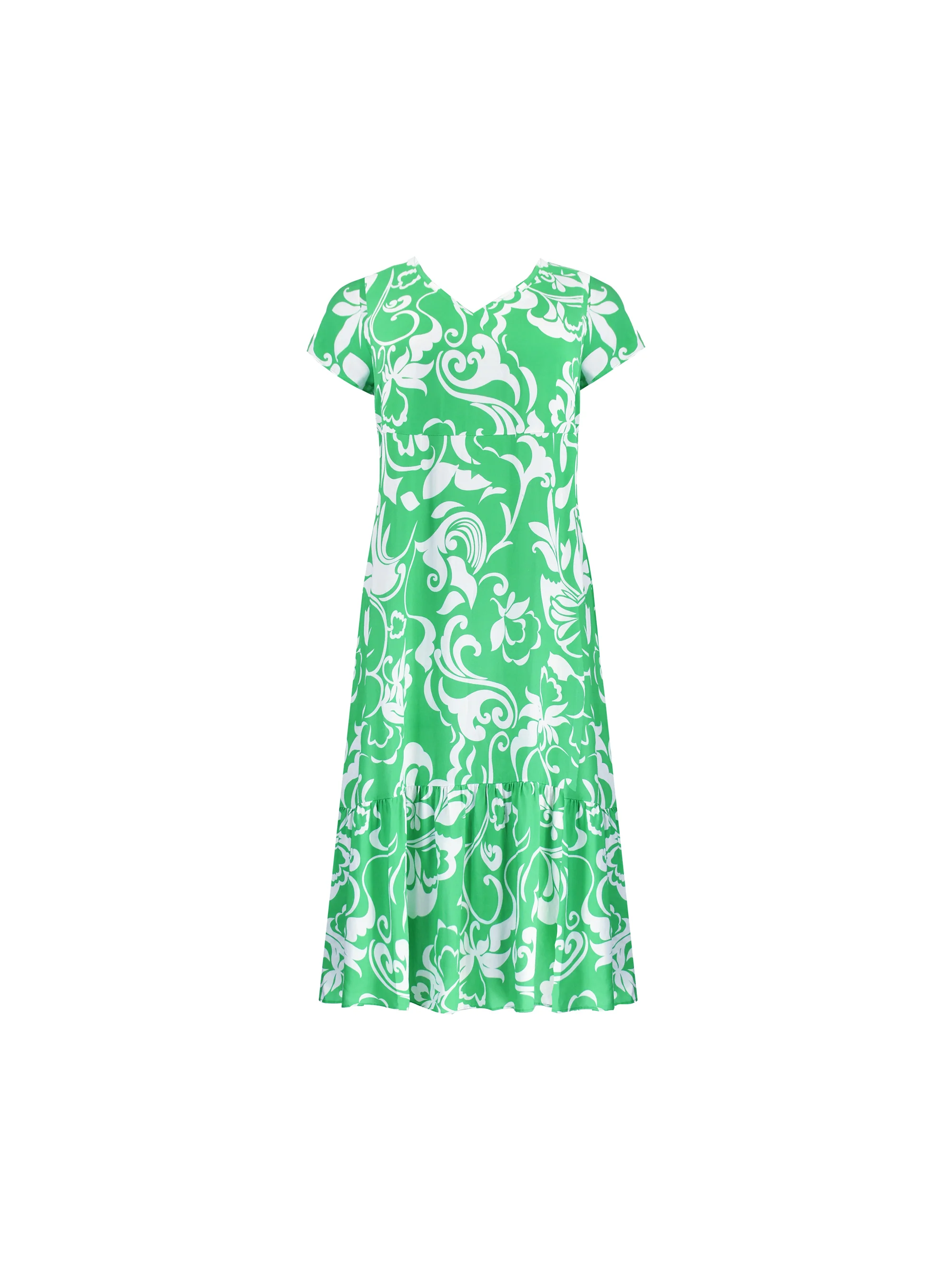 Green Paisley Print V Neck Dress - Image 7