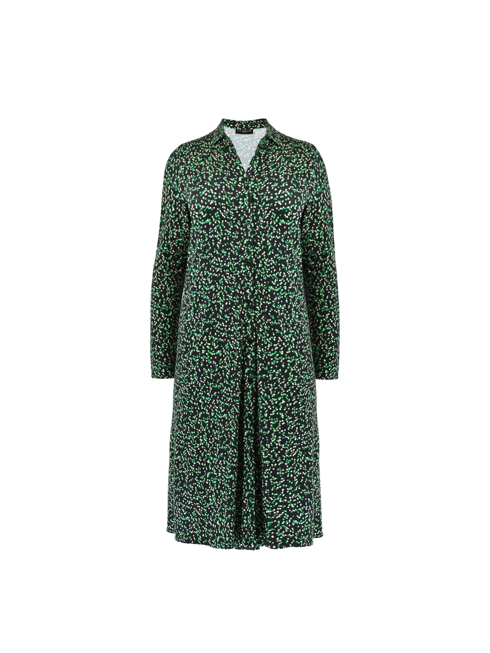 Green Spot Print Jersey Relaxed Shirt Dress - Image 5