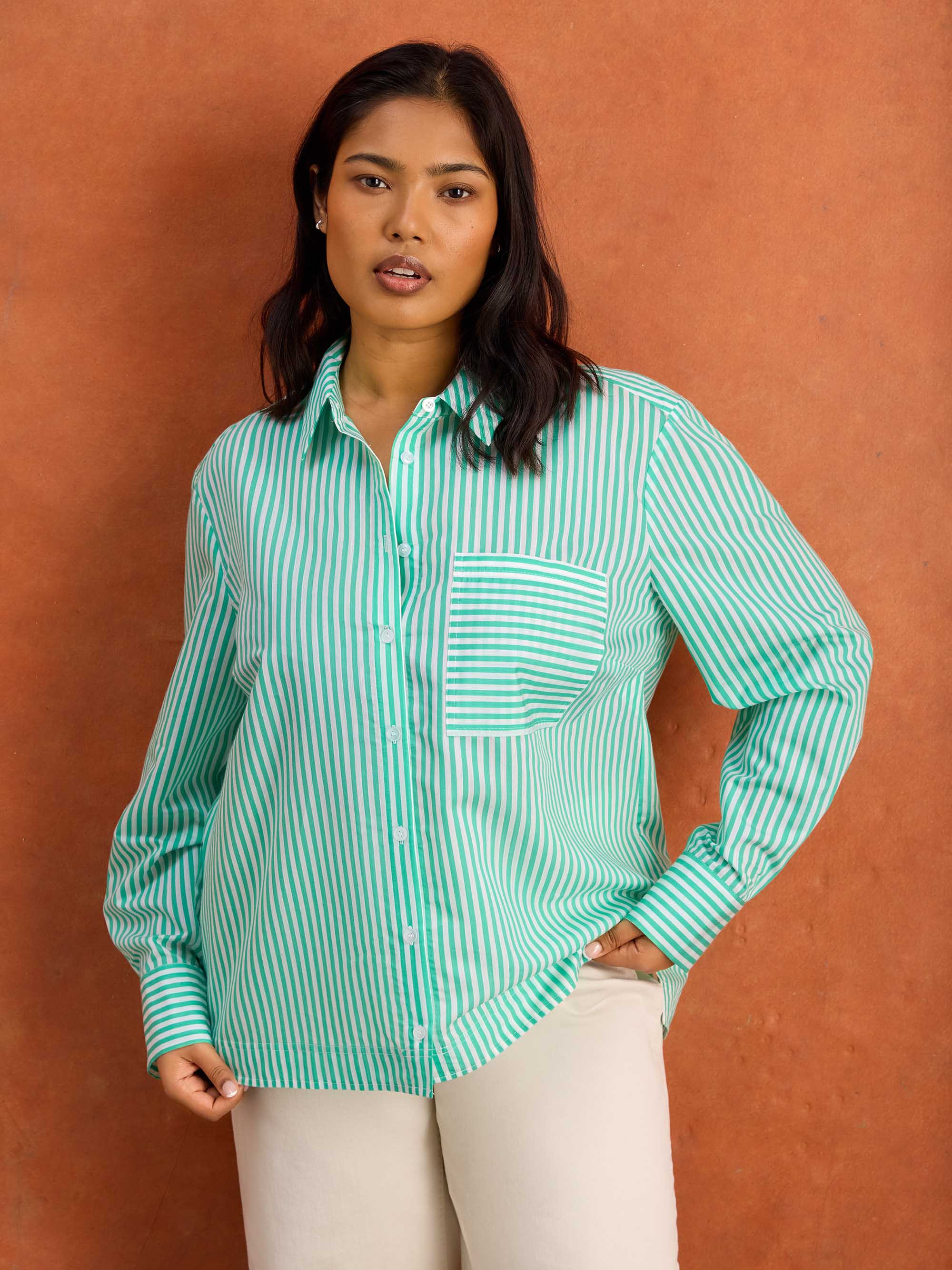 Green Stripe Long Sleeve Shirt - Image 5