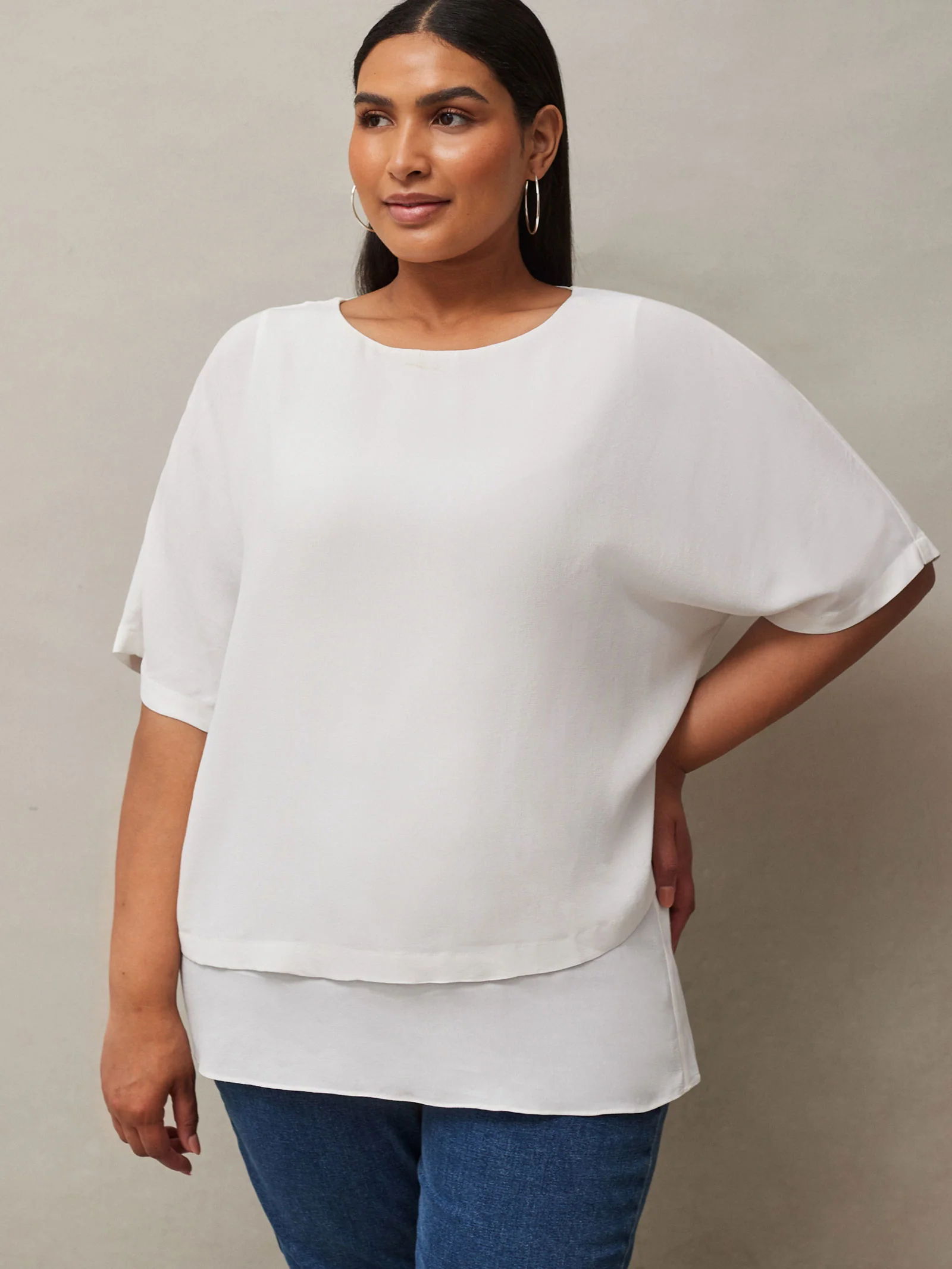 Ivory Woven Overlay Top