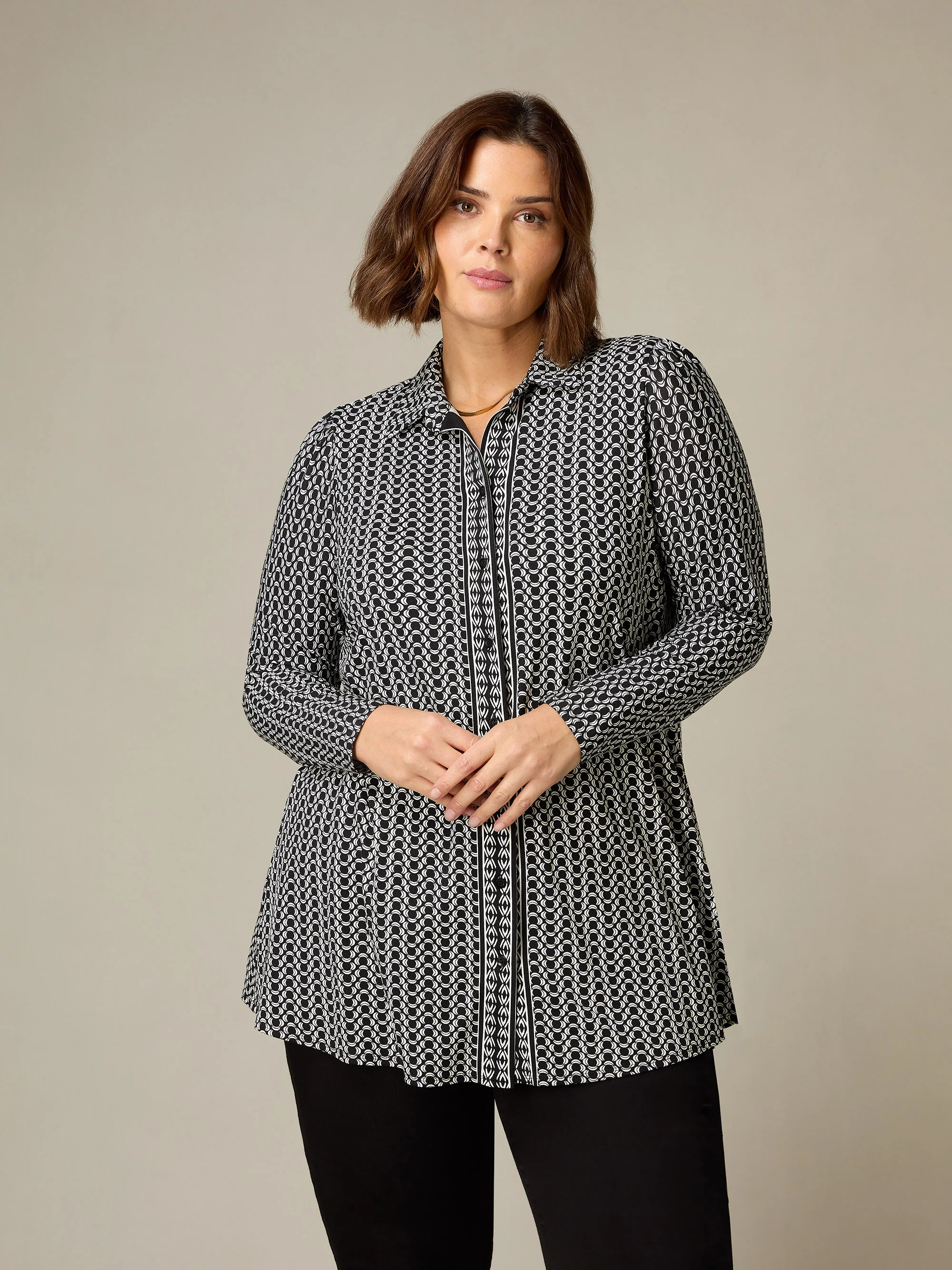 Mono Geo Print Jersey Shirt