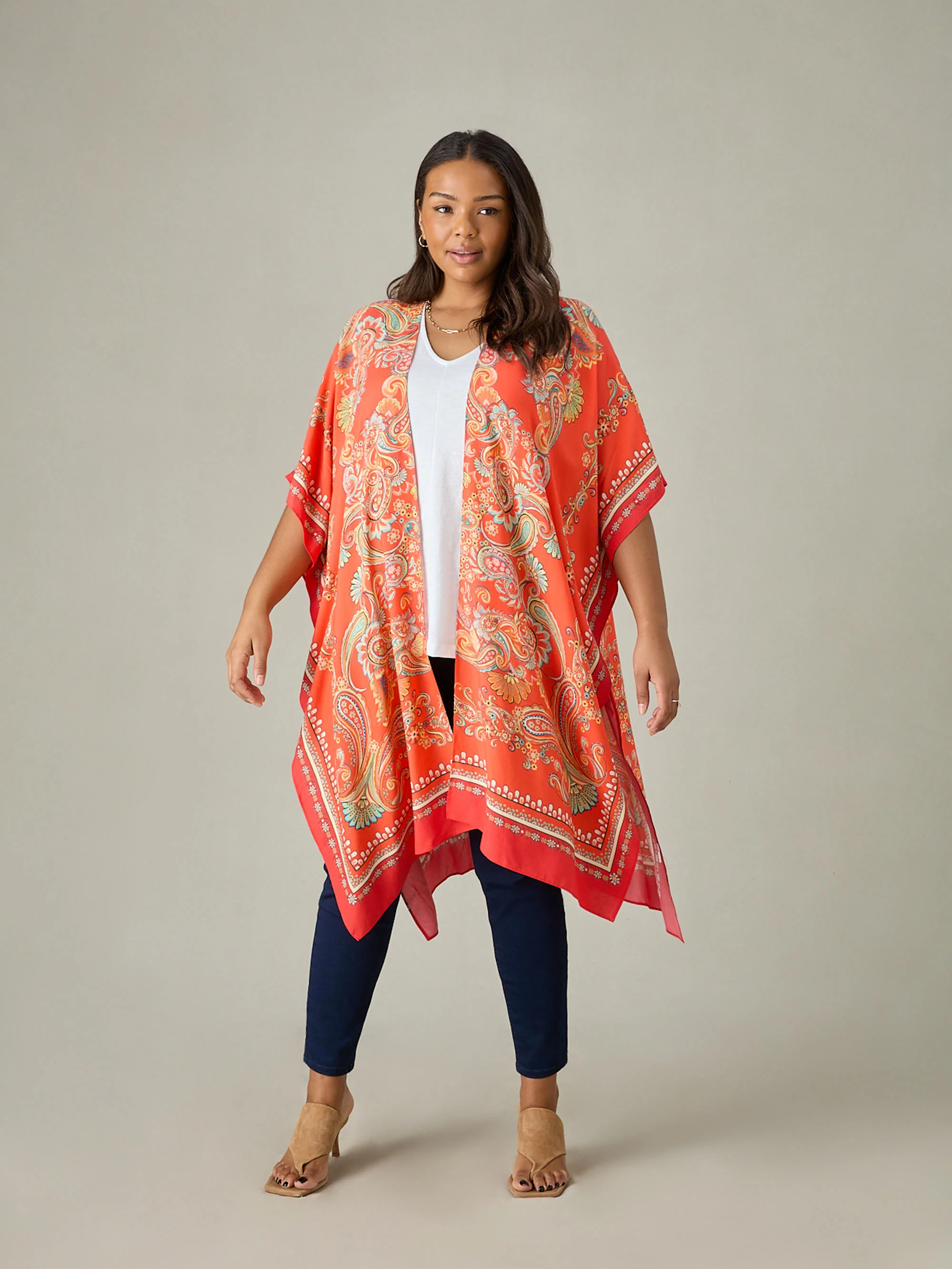 Multi Scarf Print Kimono