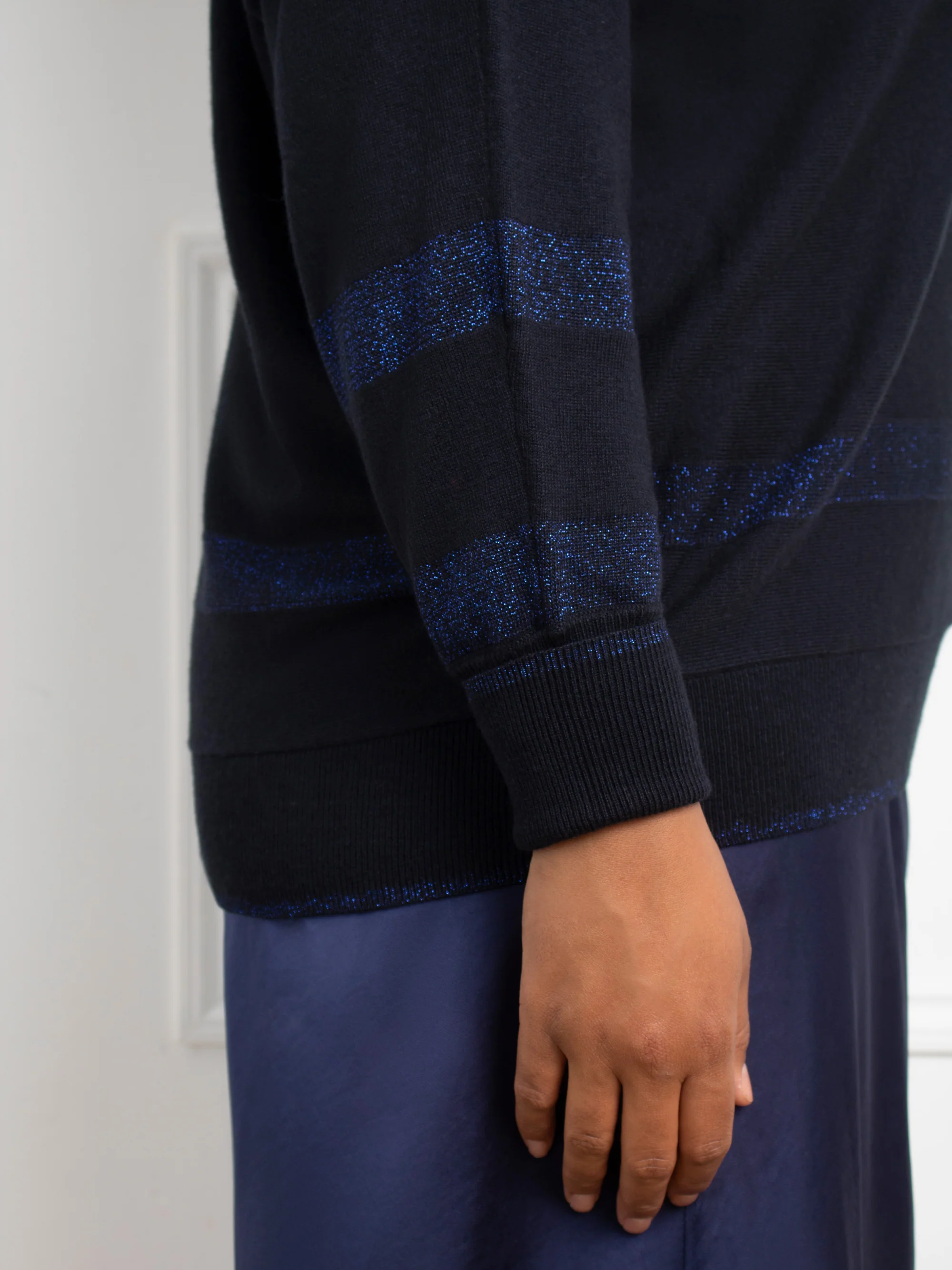 Navy Metallic Stripe Jumper - Image 4