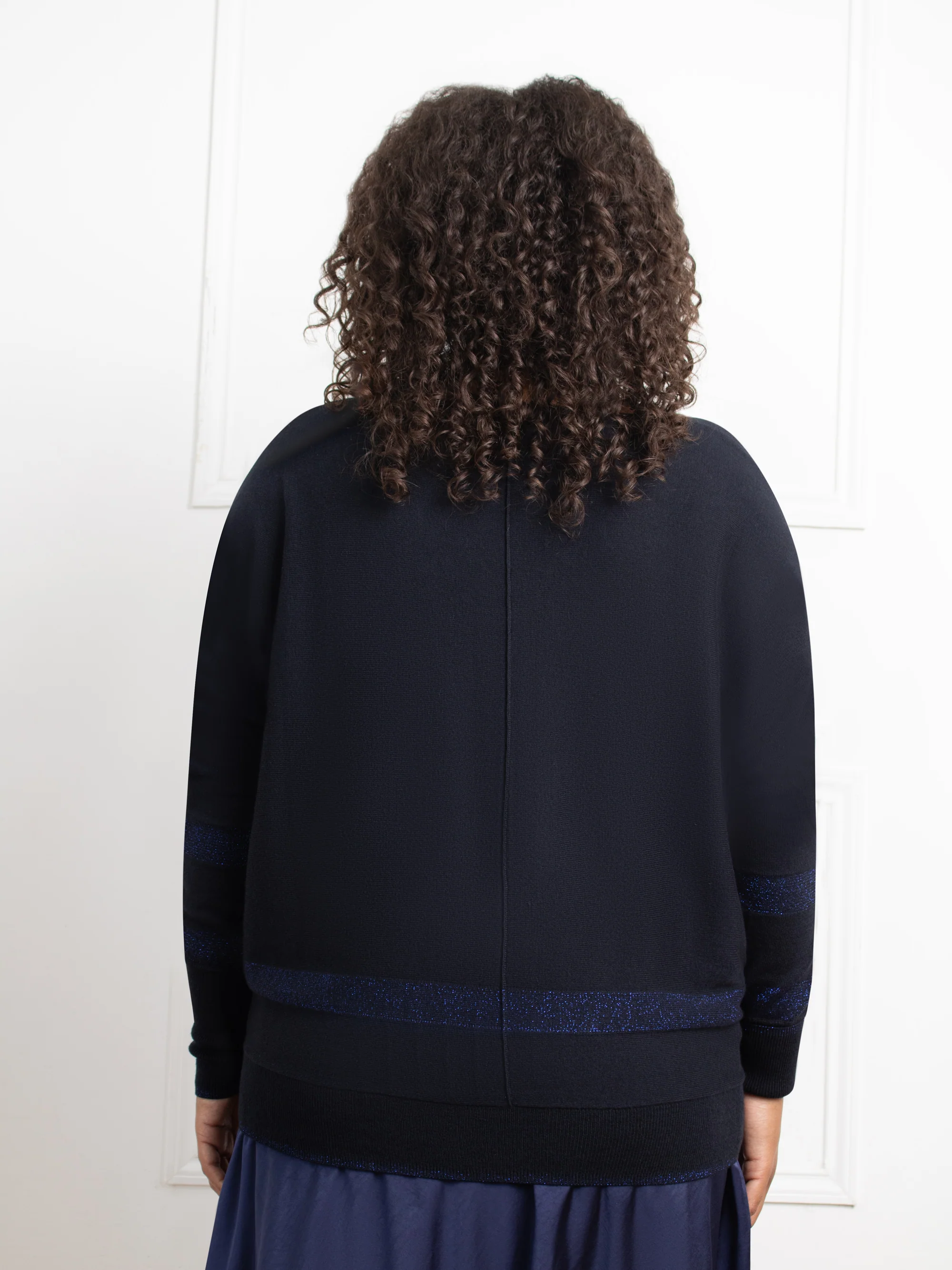 Navy Metallic Stripe Jumper - Image 5