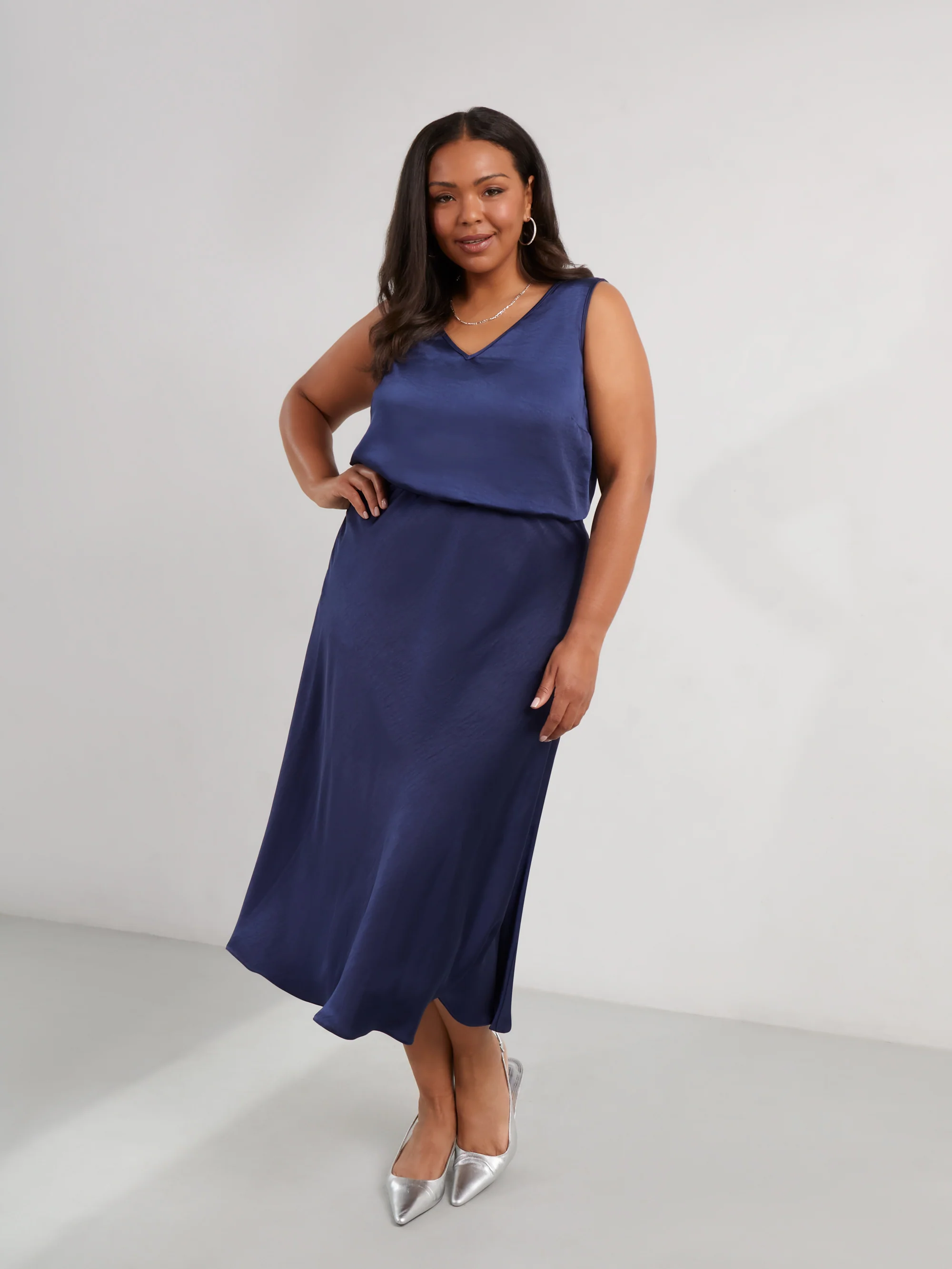 Navy Satin Skirt - Image 2
