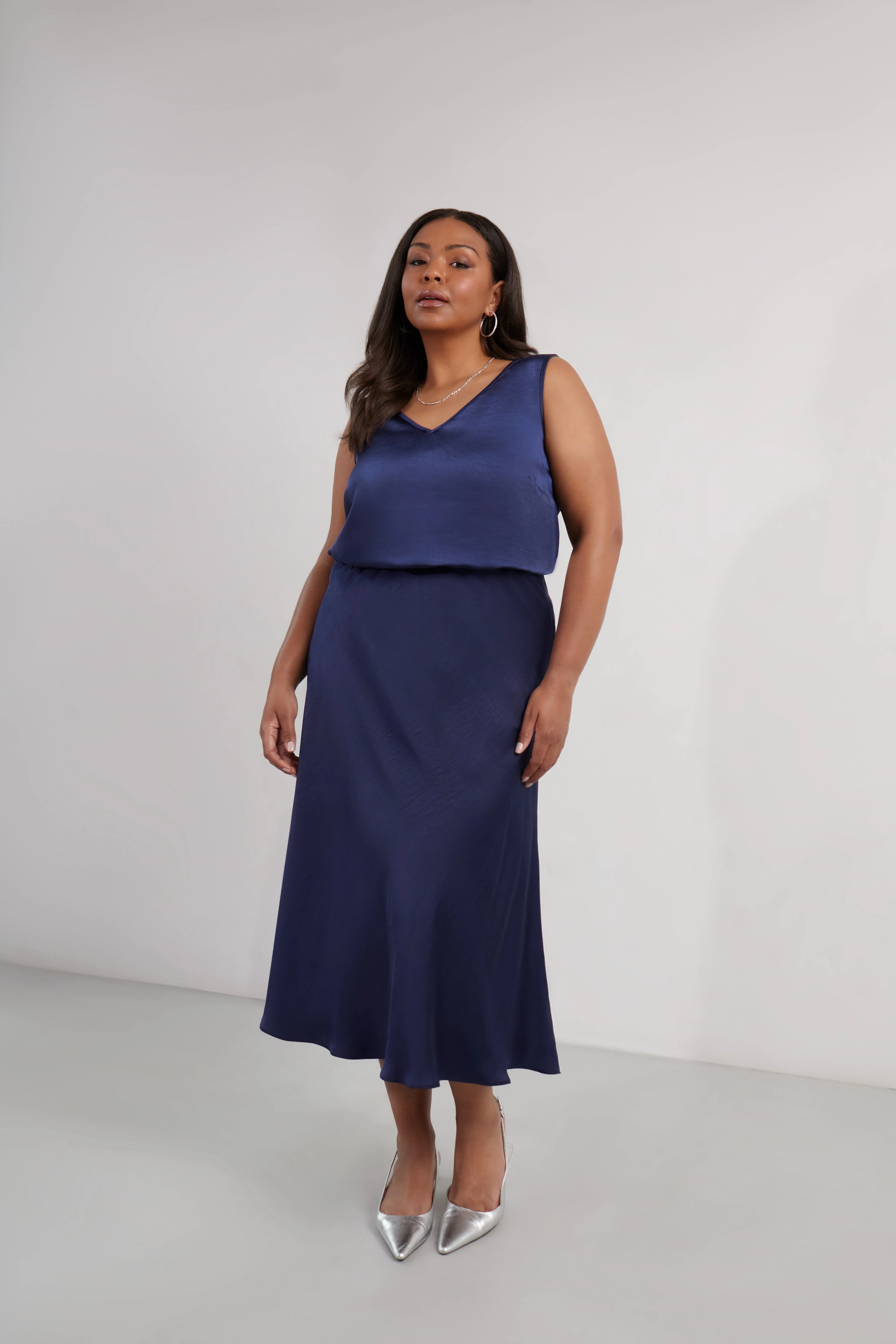 Navy Satin Skirt - Image 7