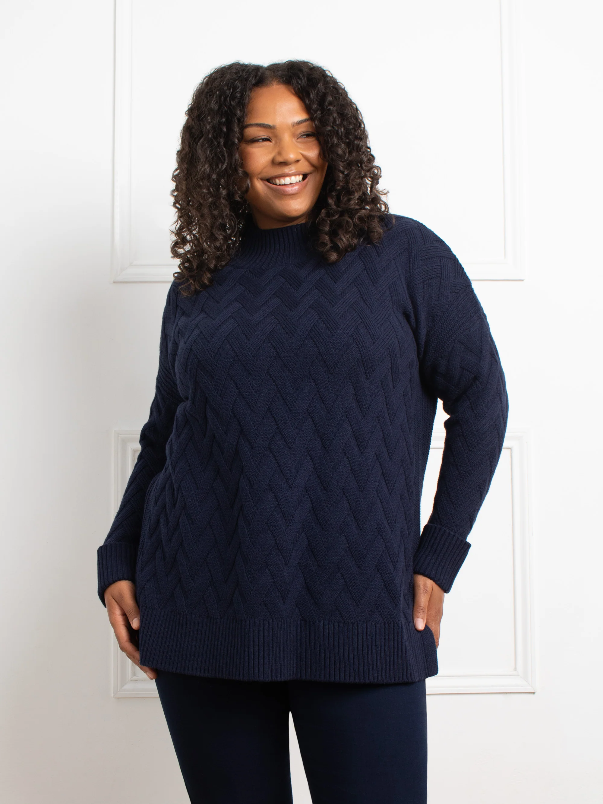 Navy Textured Knit Jumper - Image 4