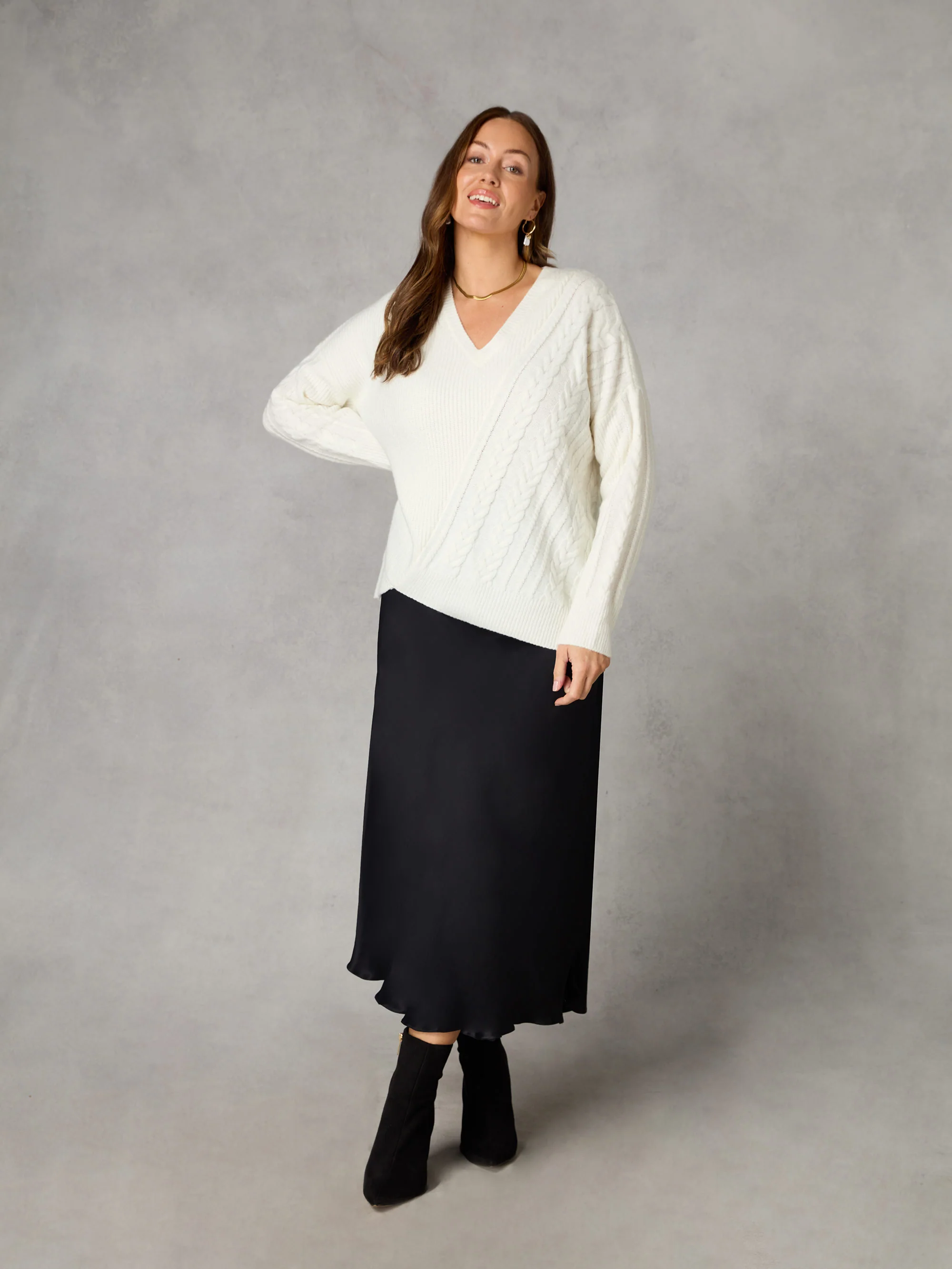 Petite Black Bias Cut Skirt