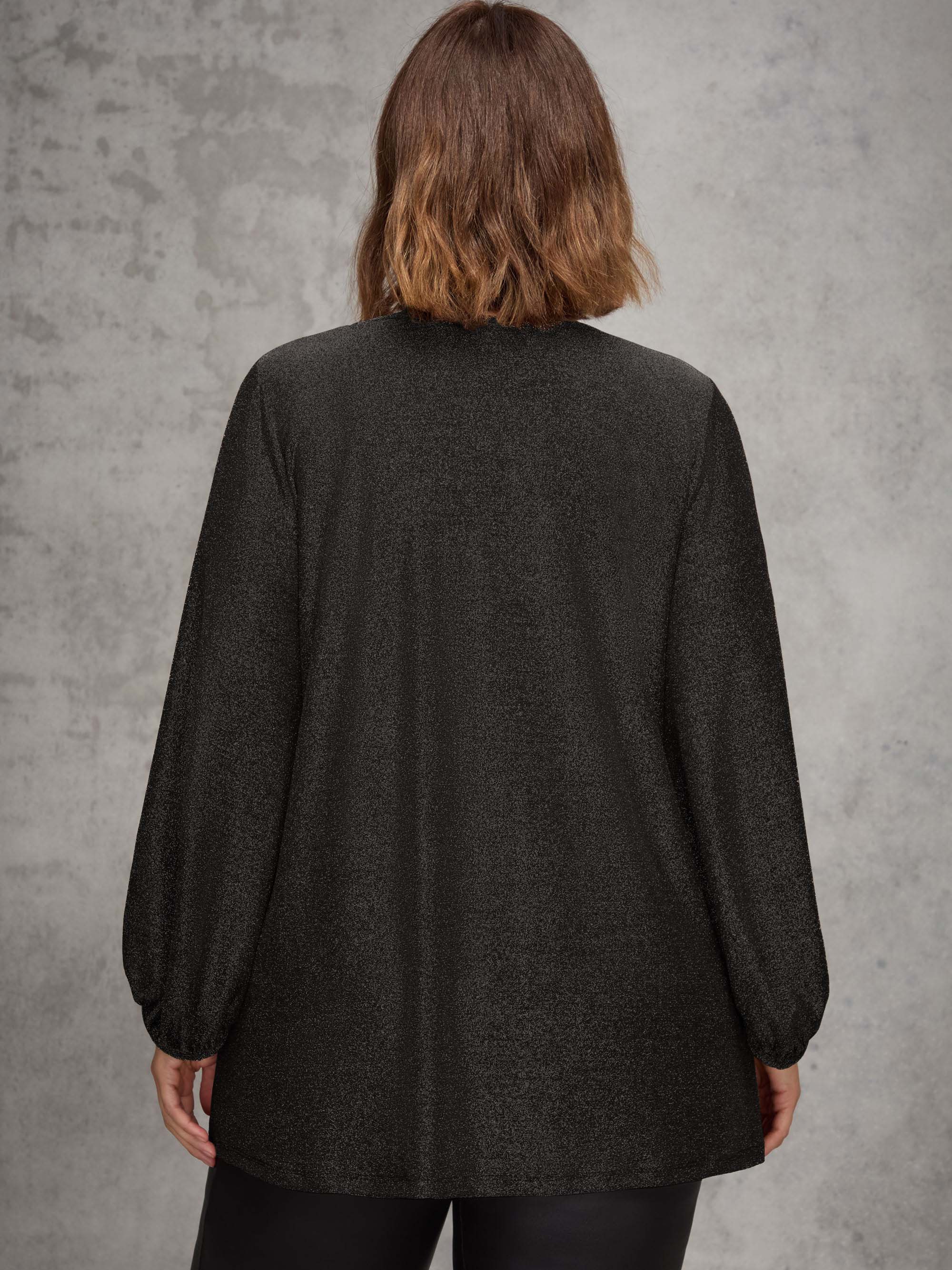 Petite Black Sparkle V neck Jersey Tunic - Image 2
