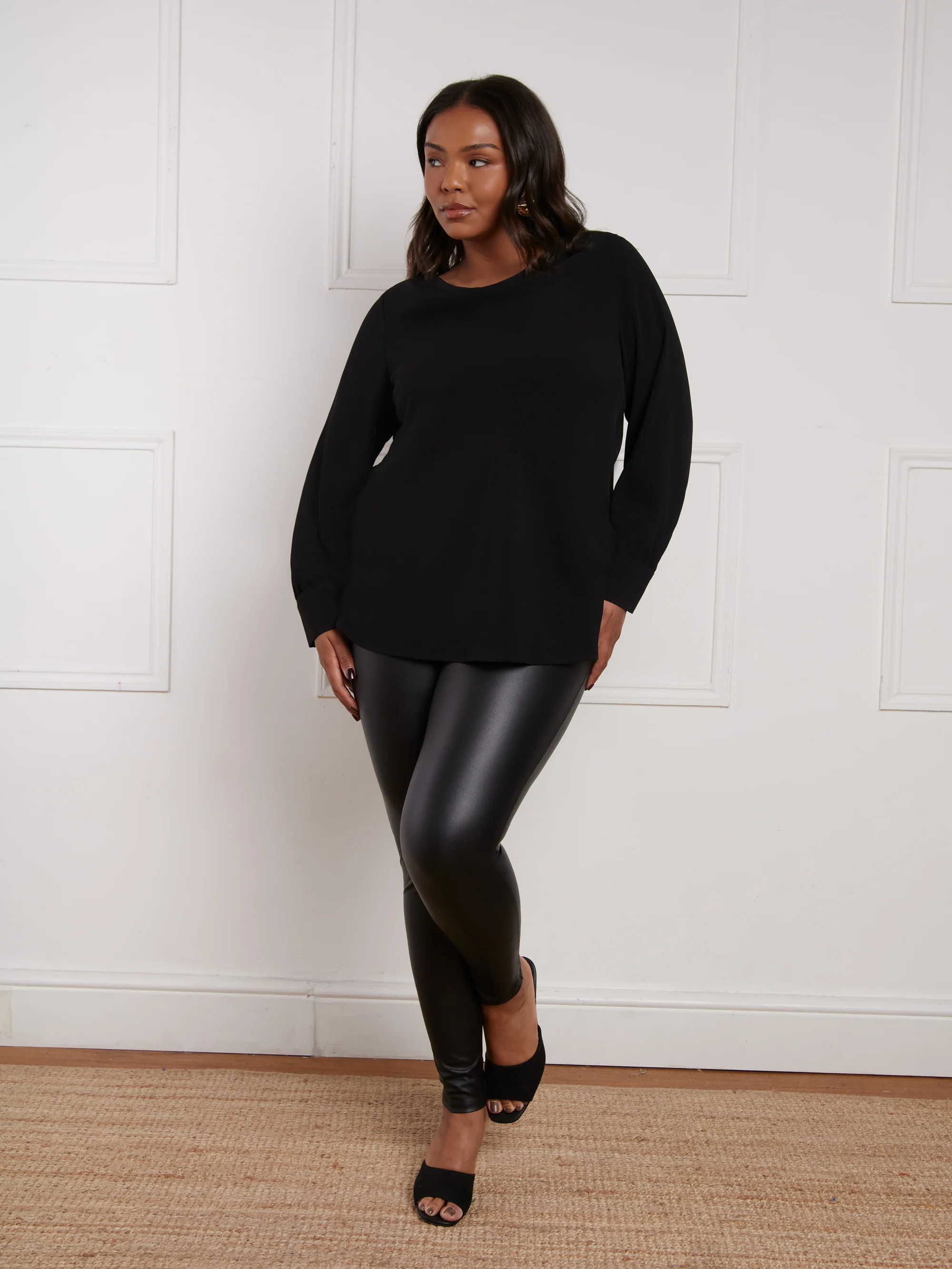 Petite Black Faux Leather Legging - Image 4