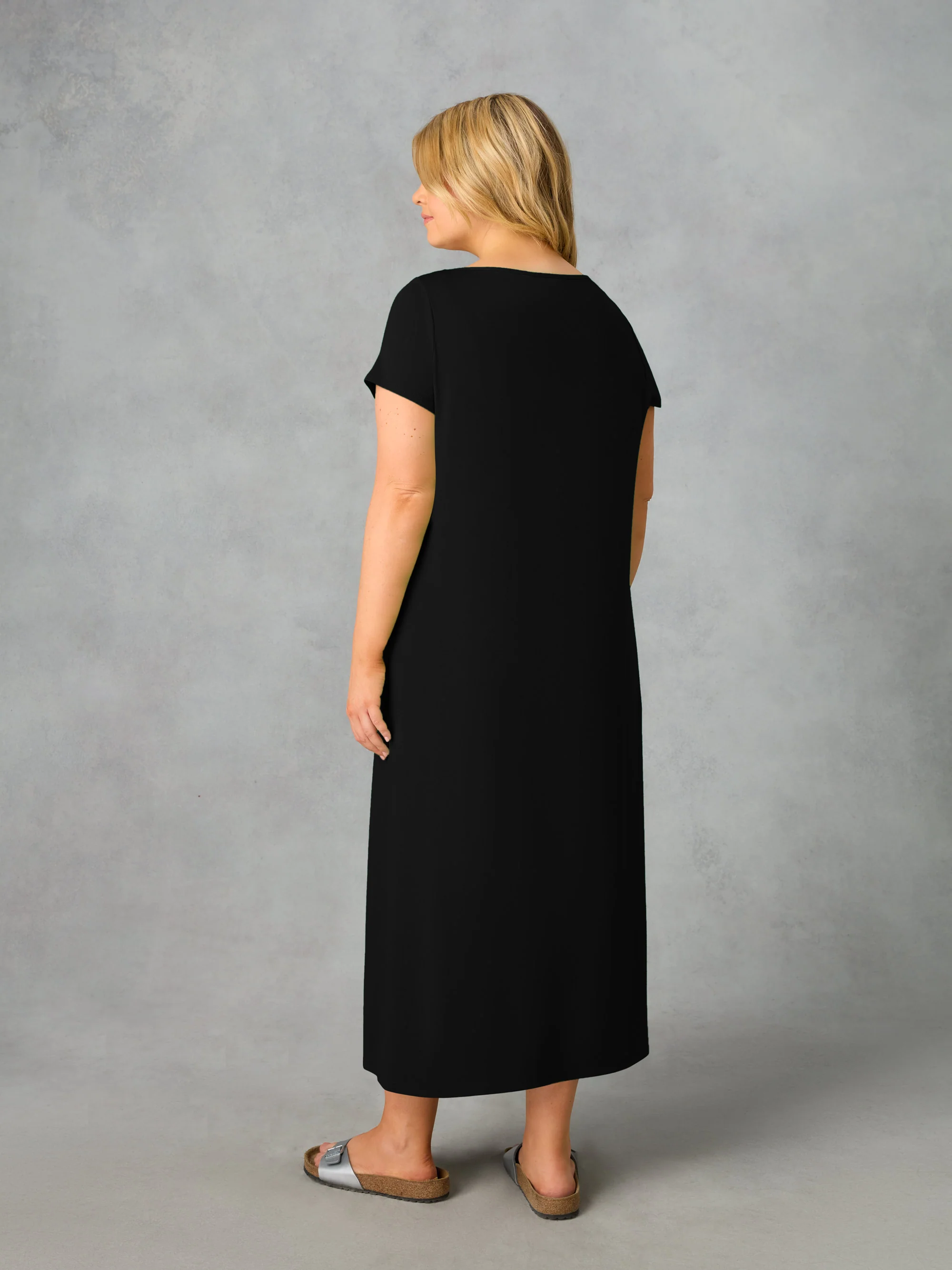 Petite Black Jersey Midaxi T-Shirt Dress - Image 5