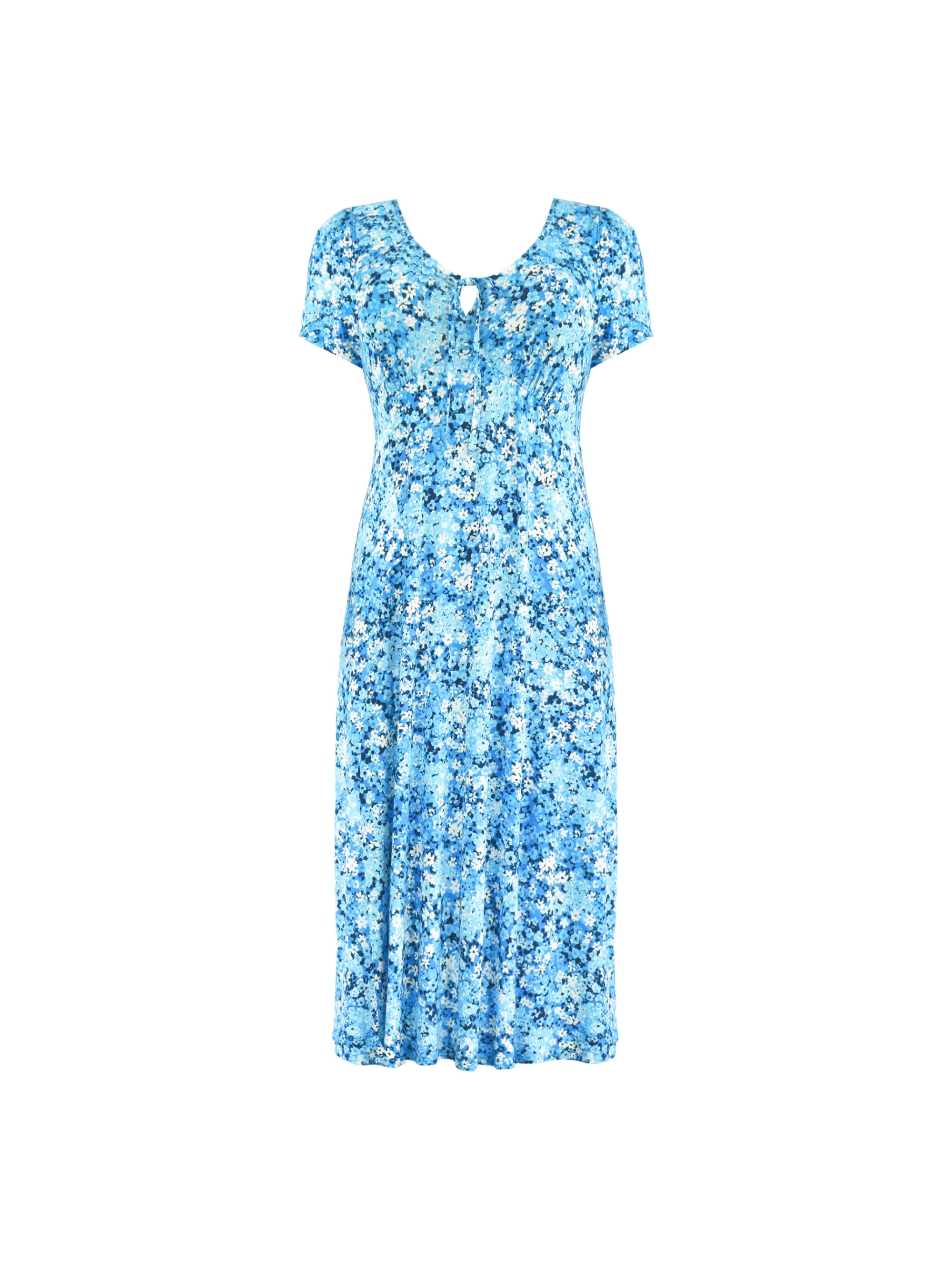 Petite Blue Floral Jersey Tie Front Midi Dress - Image 5