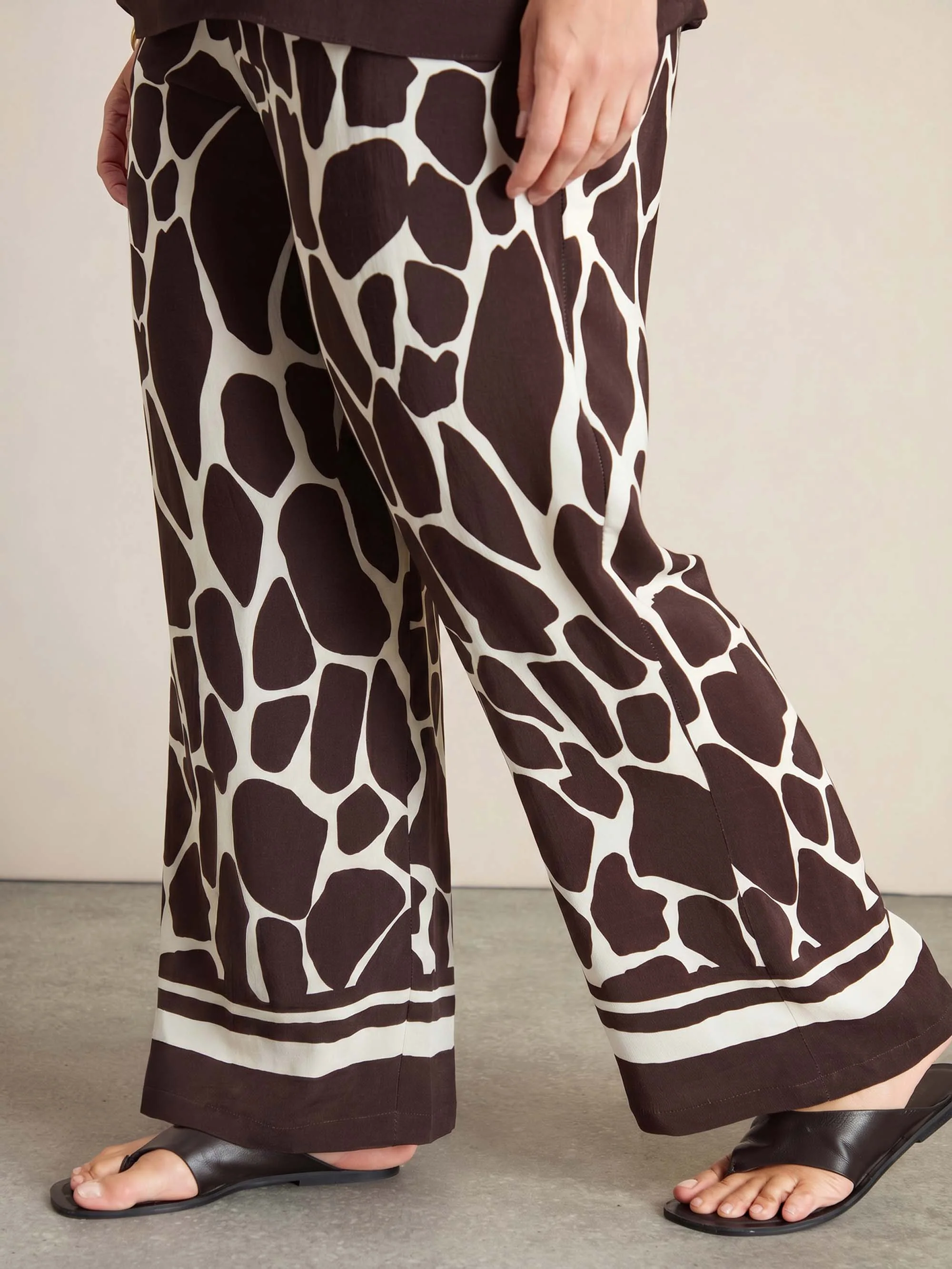 Brown Animal Print Drawstring Trouser - Image 2