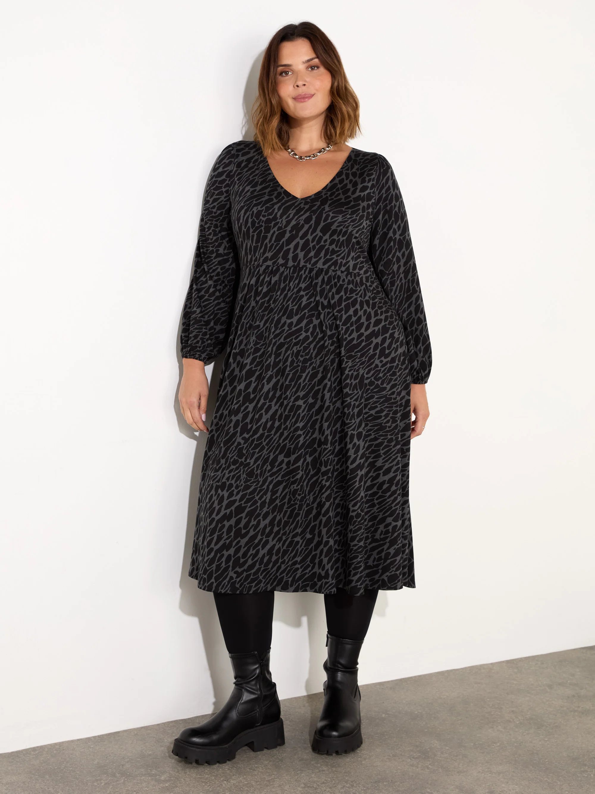 Grey Snake Print Shift Dress - Image 2