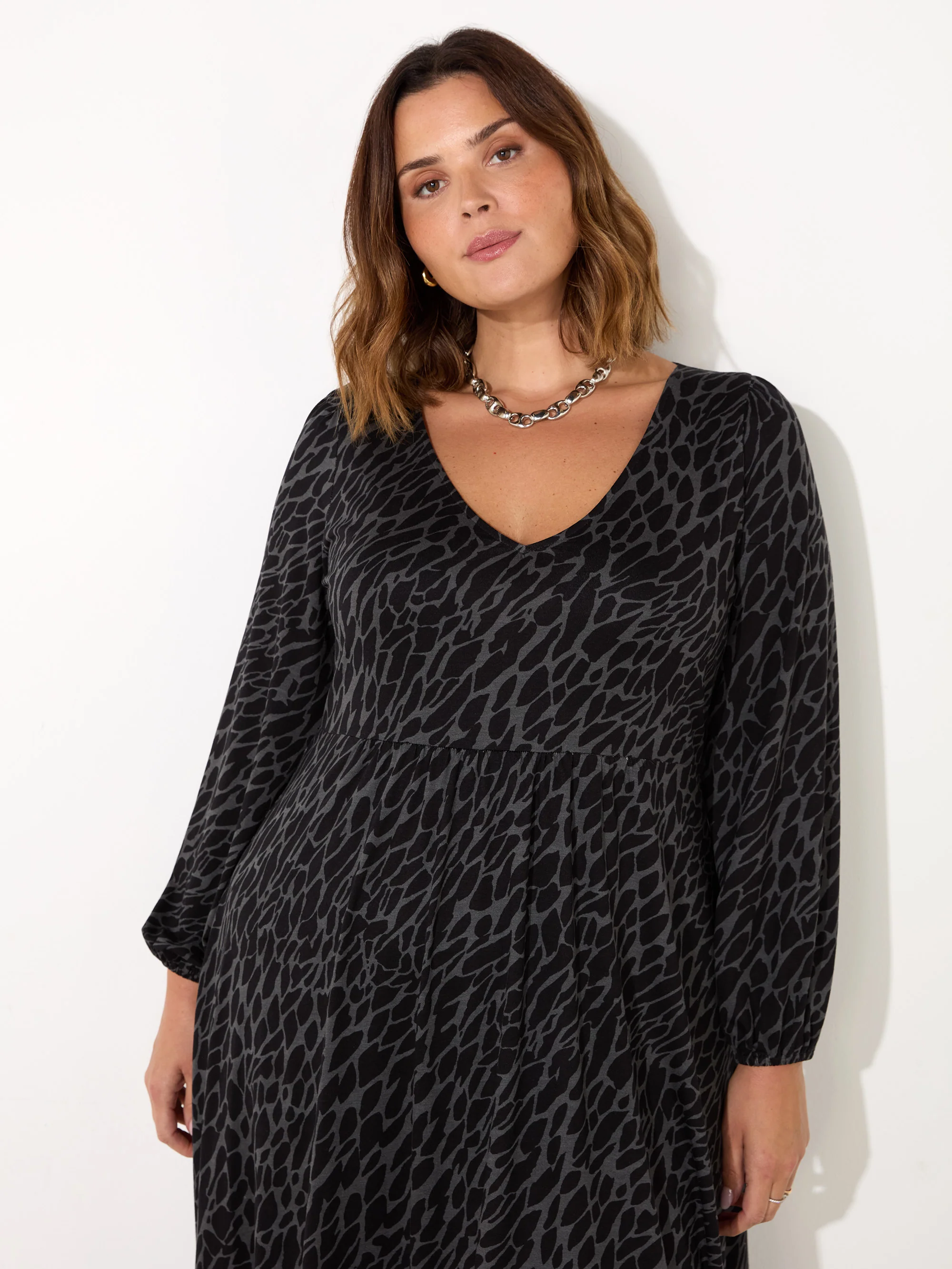 Grey Snake Print Shift Dress - Image 3