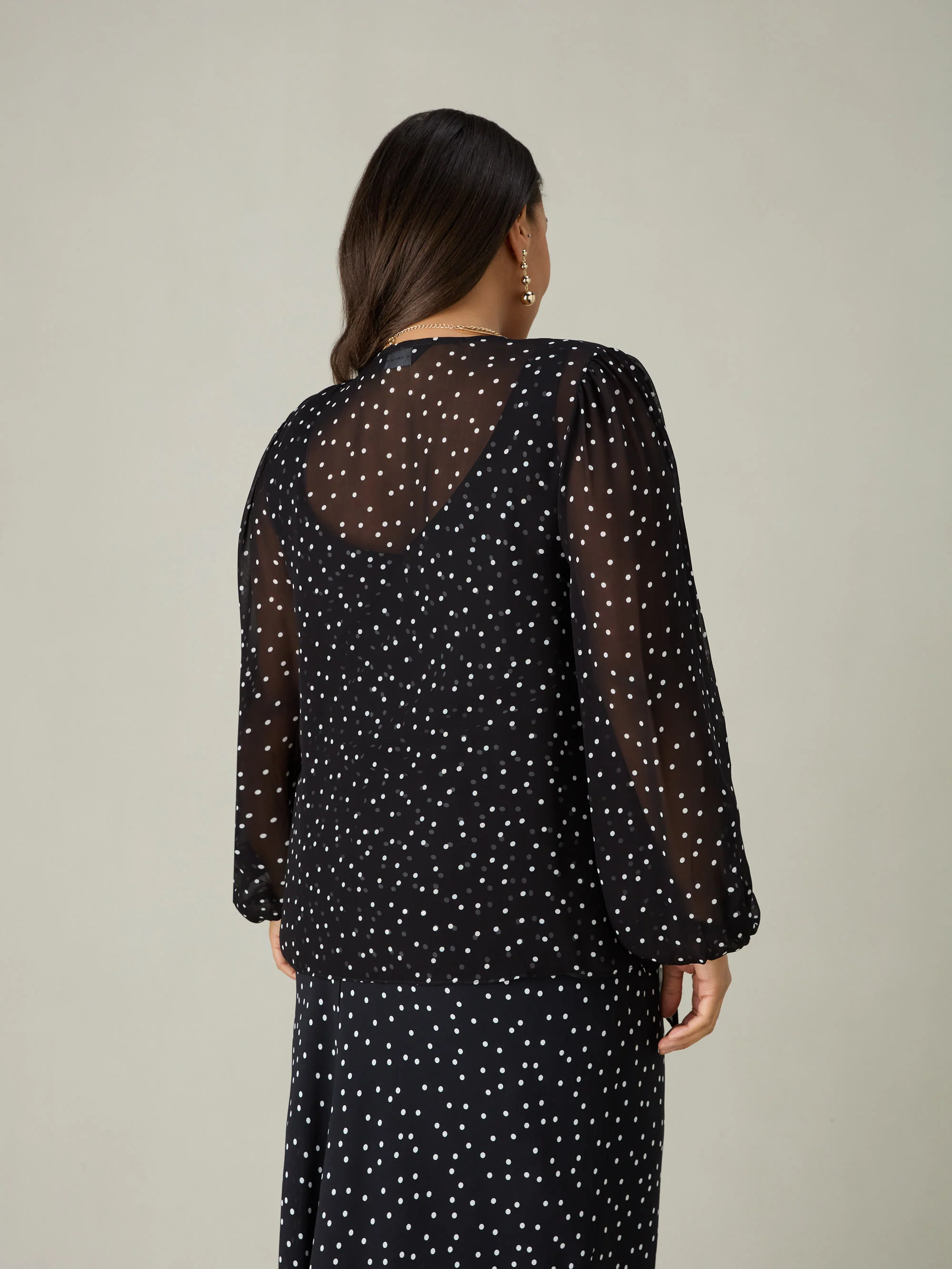 Petite Mono Spot Print Tie Front Cover Up - Image 4