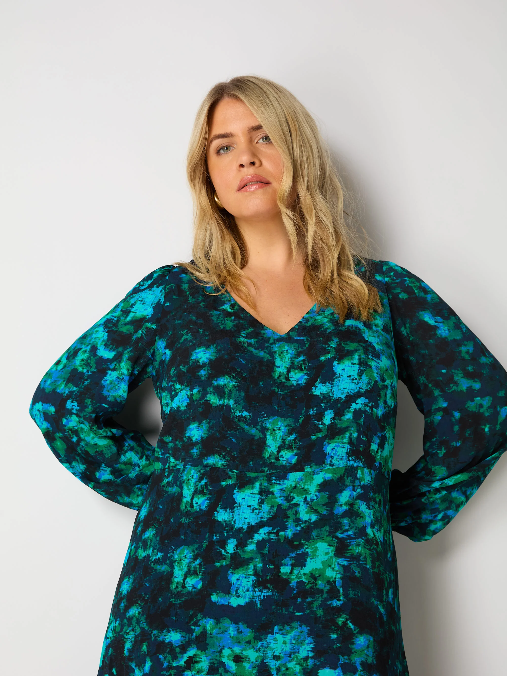 Multi Abstract Print Tiered Midaxi Dress - Image 3