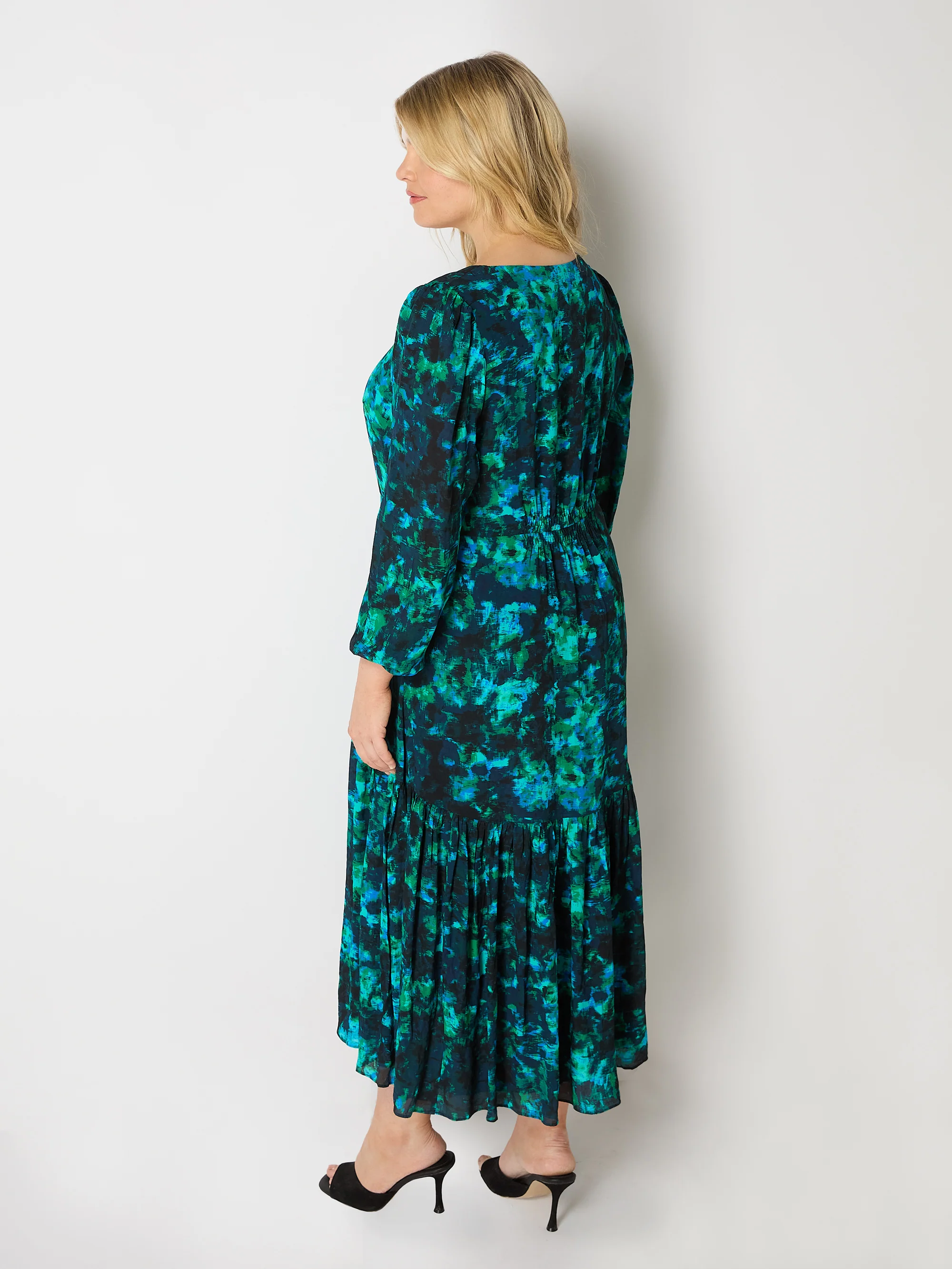 Multi Abstract Print Tiered Midaxi Dress - Image 4