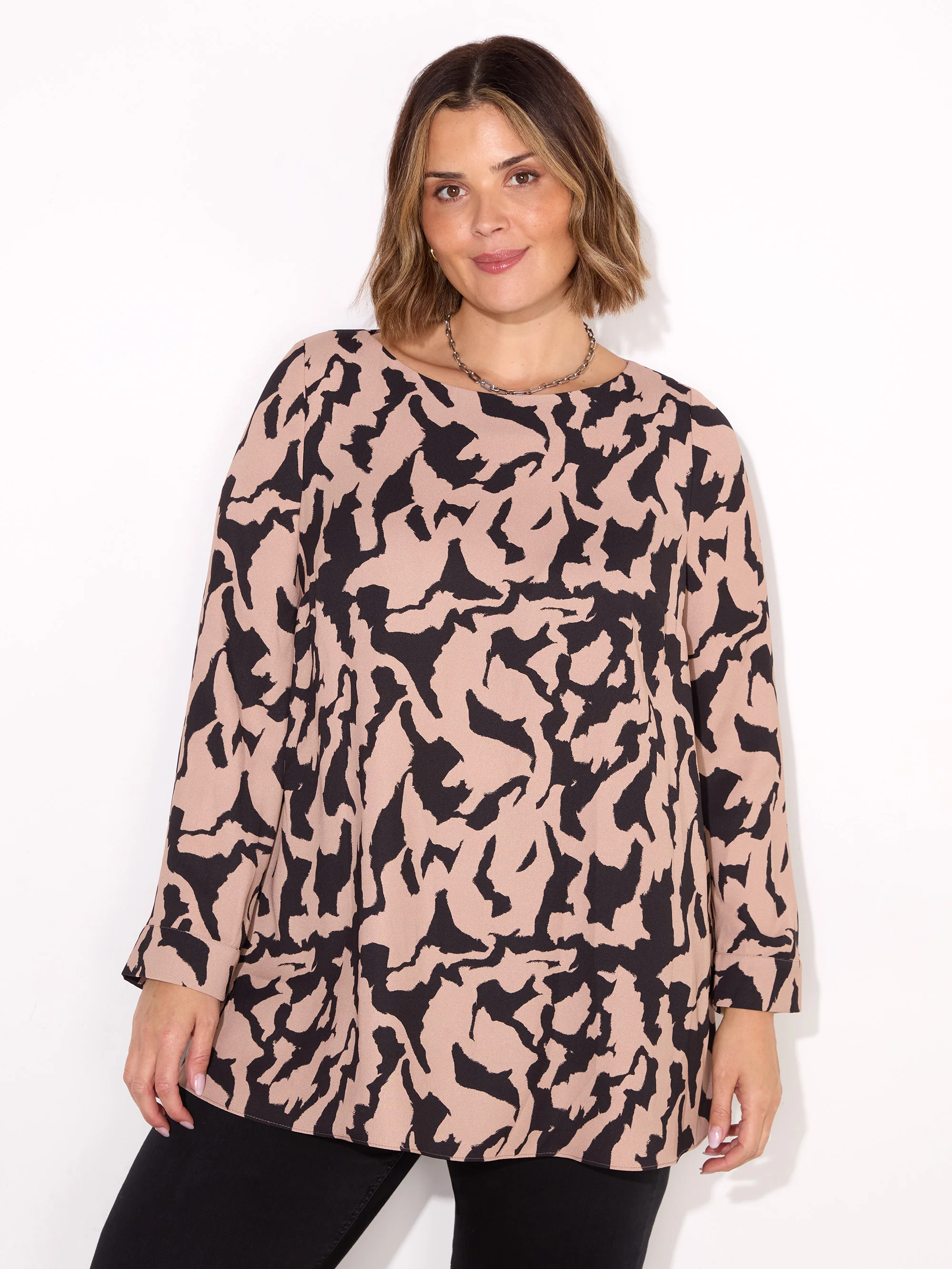 Printed Slash Neck Tunic - Image 2
