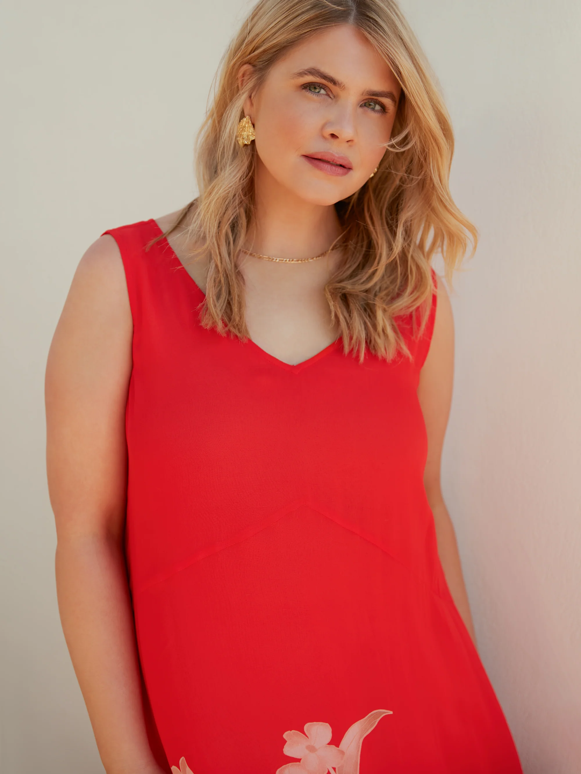 Petite Red Floral Print Sleeveless Maxi Dress - Image 3