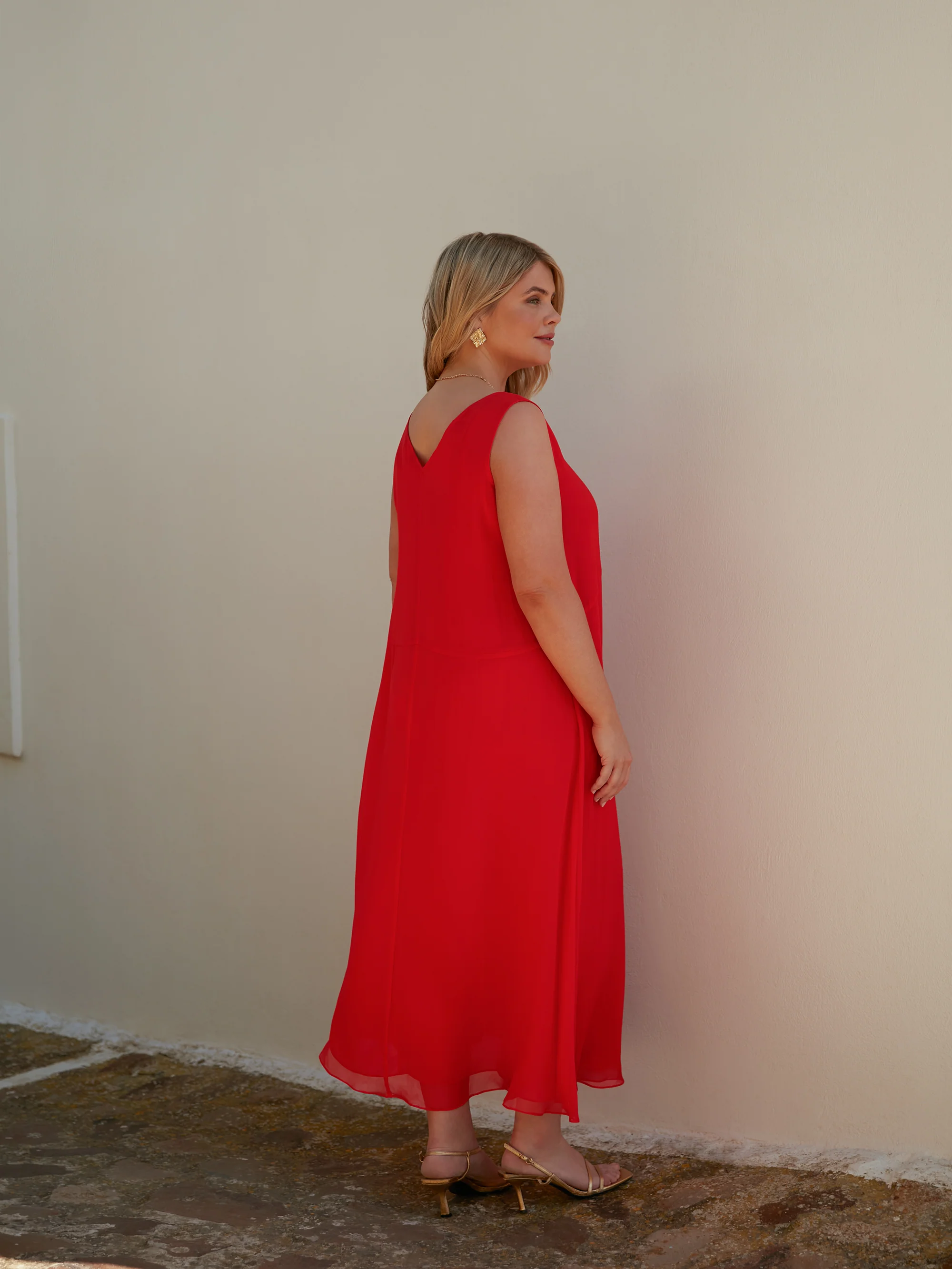 Petite Red Floral Print Sleeveless Maxi Dress - Image 5
