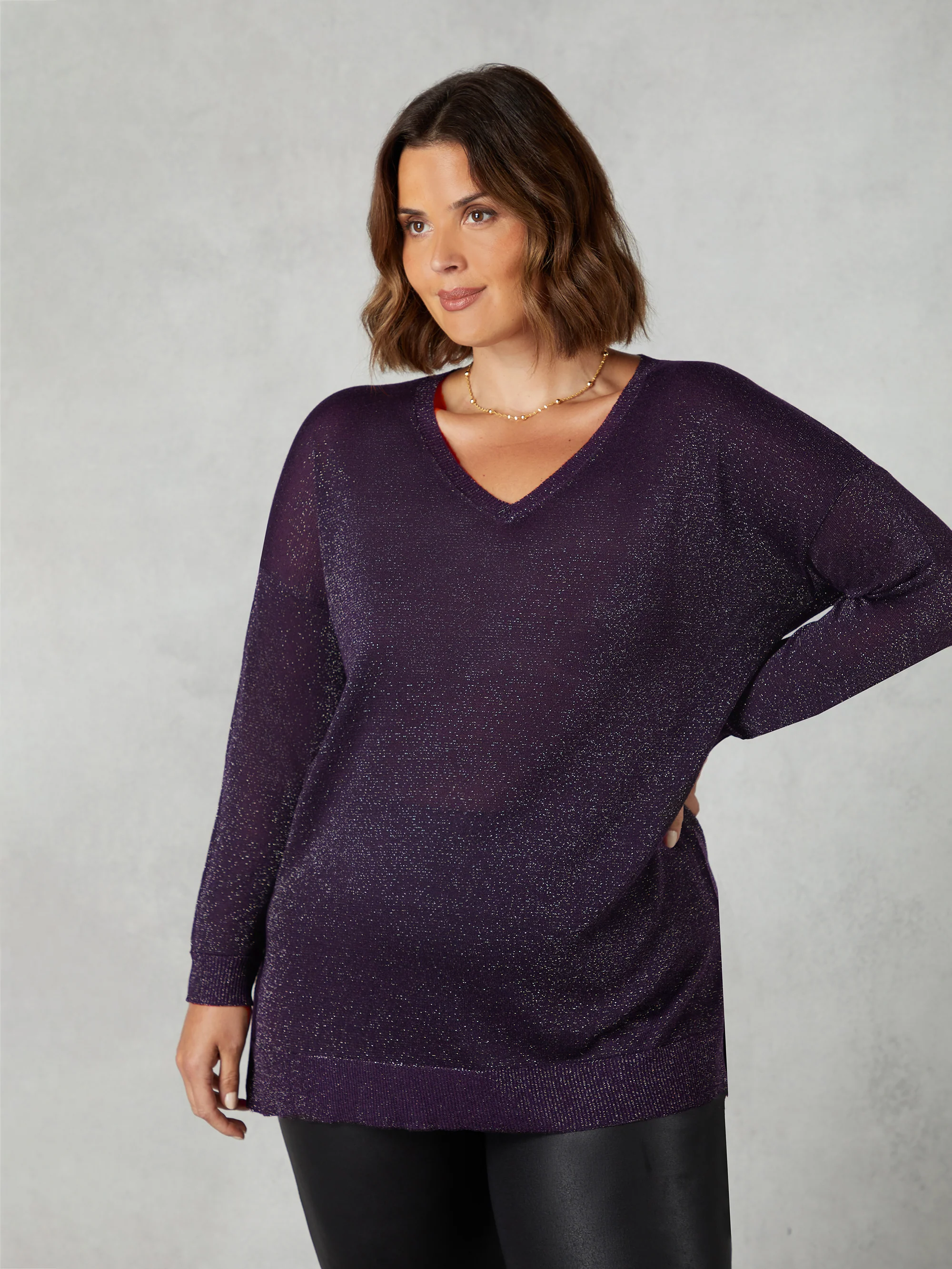 Purple Fine Knit Sparkle Jumper - Image 3