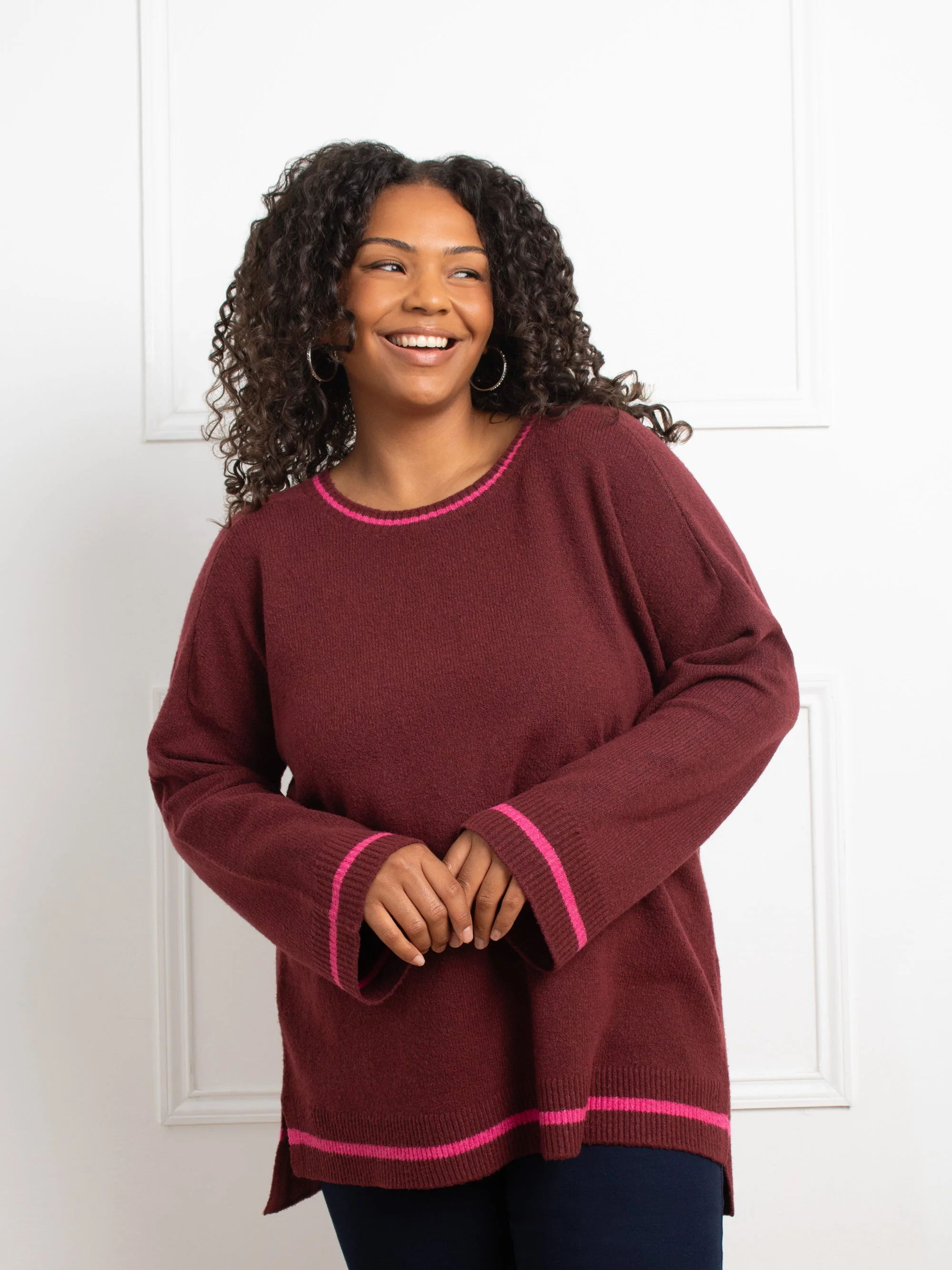 Red Contrast Stripe Jumper - Image 10