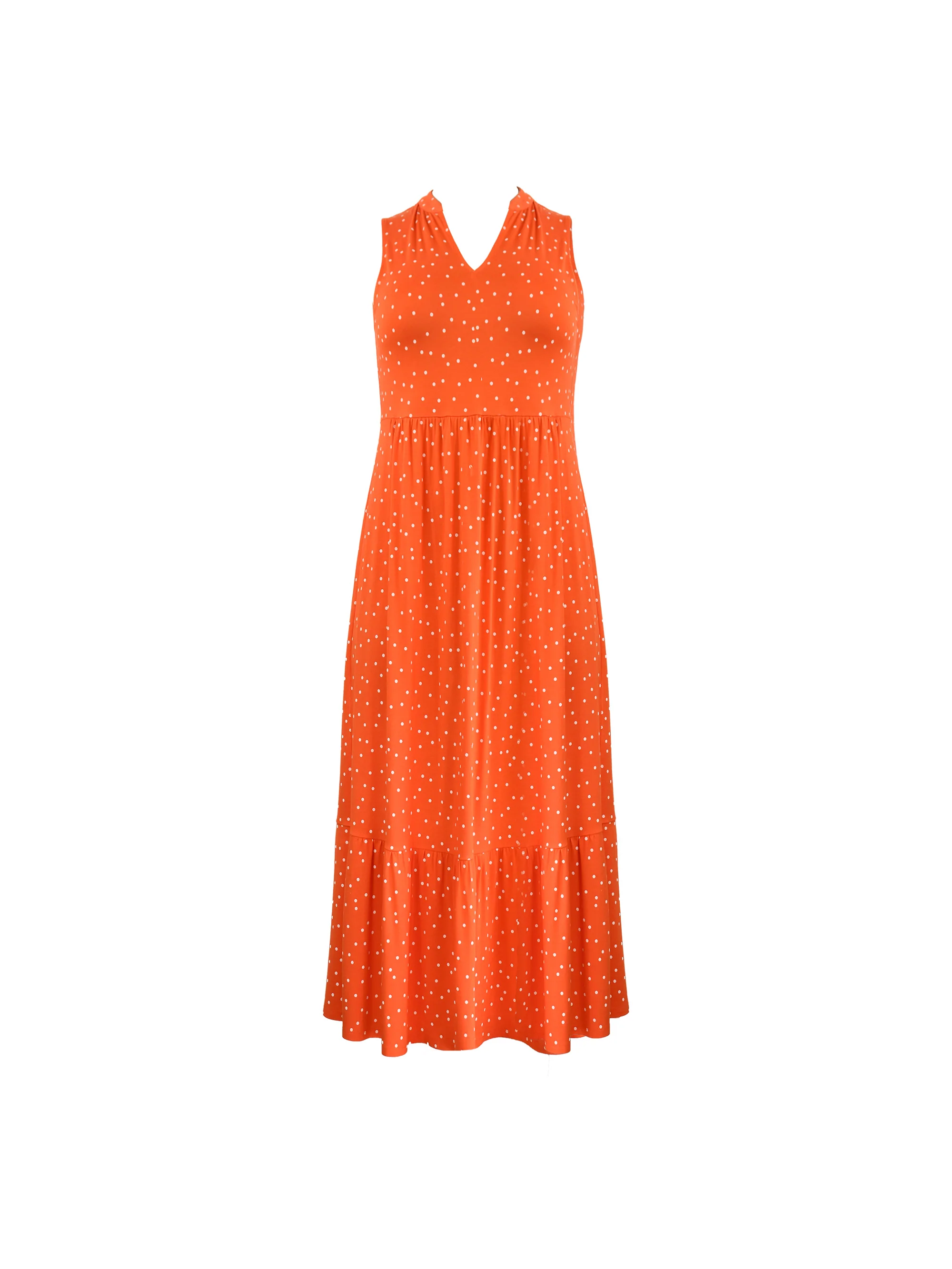 Red Spot Jersey Sleeveless Midi Dress - Image 8