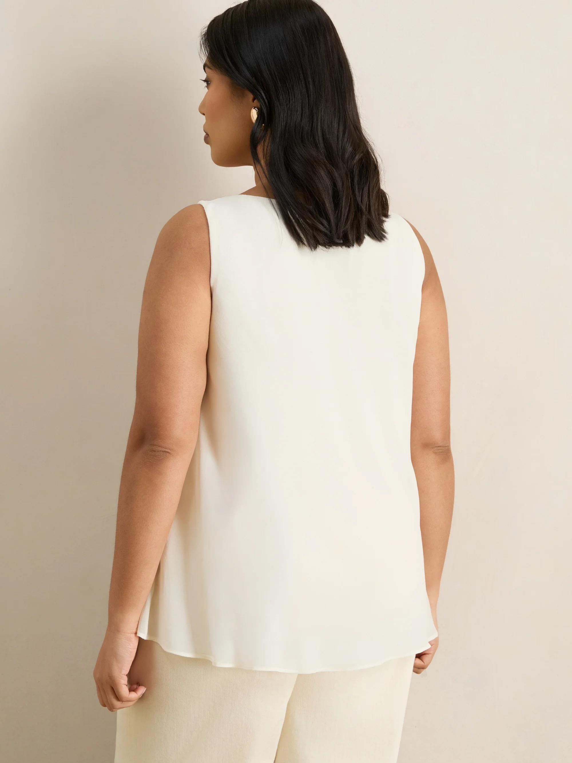 Ivory Cowl Neck Chiffon Overlay Vest - Image 5